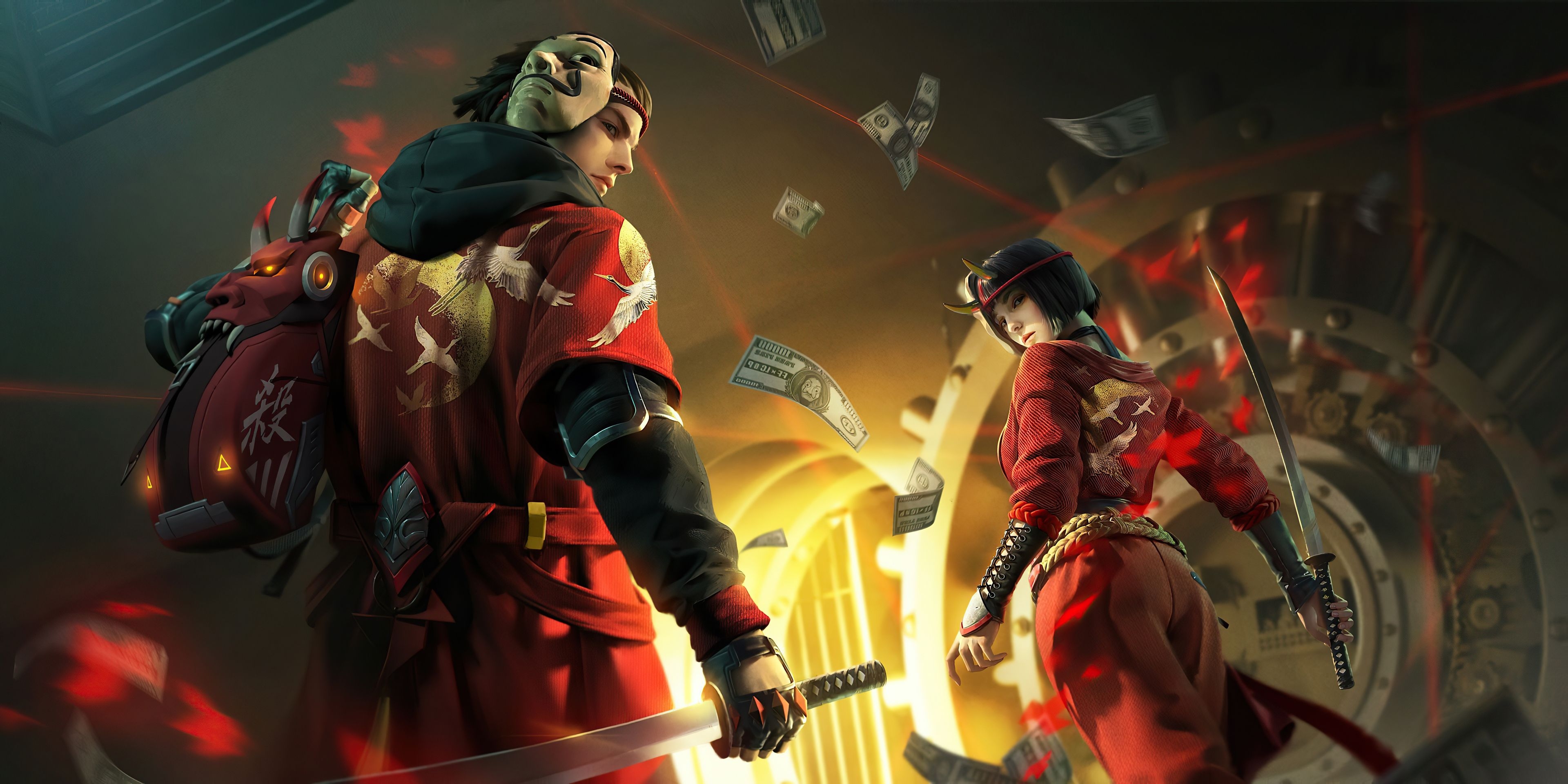 3840x1920 Garena Free Fire Shinobi And Kunoichi, HD Games, 4k Wallpaper, Image, Background, Photo and Picture, Dual Screen