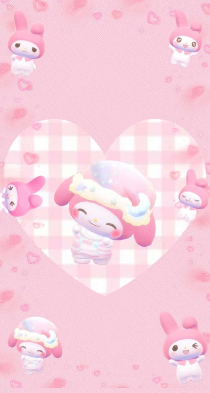 740x1380 Download Cute My Melody With Checkered Heart Wallpaper, Phone