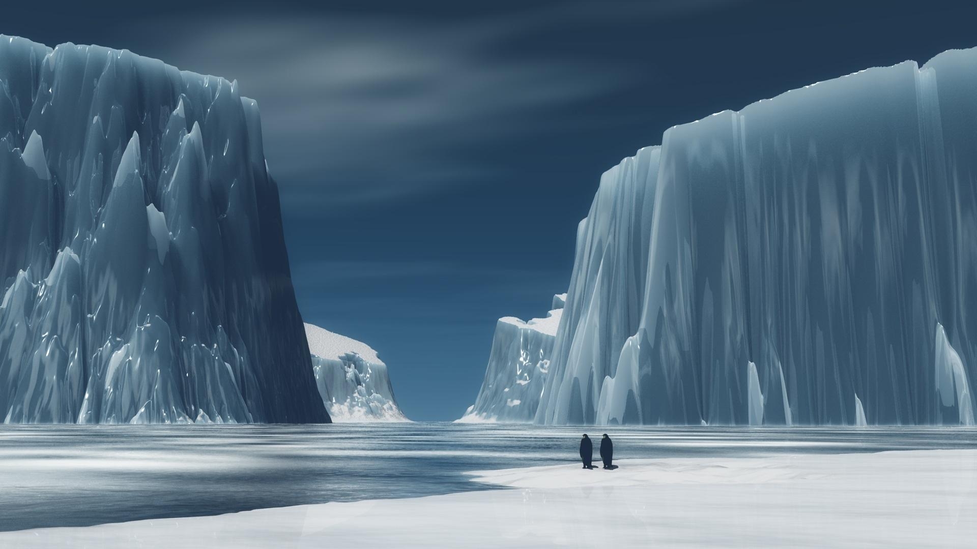 1920x1080 Frozen Antarctica and penguin Wallpaper, Desktop