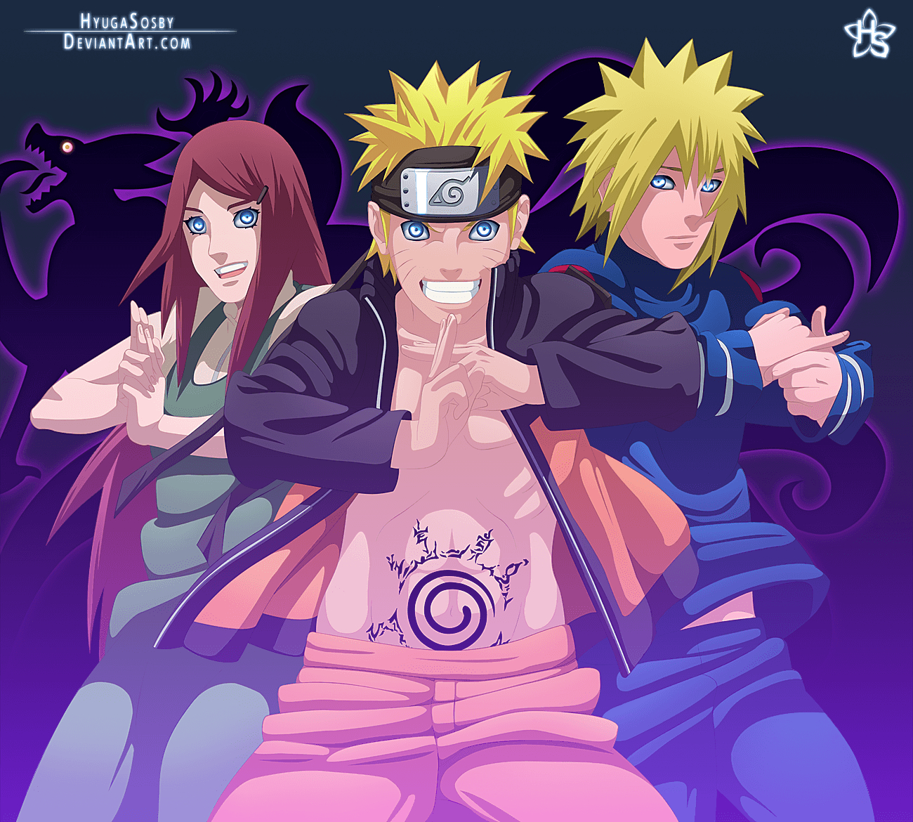 1300x1170 Naruto Fan art: Naruto with Parents, Desktop