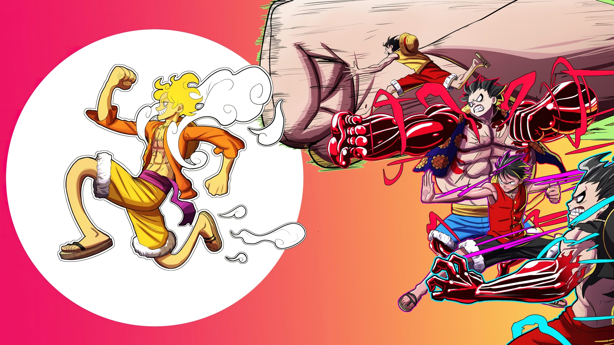 2560x1440 Sun God Nika Wallpaper 4K, Luffy, One Piece, Desktop