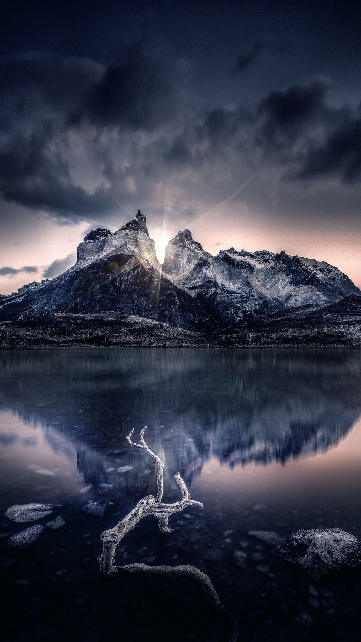 1250x2210 Mountain 4K Wallpaper, Sunlight, Lake, Reflection, Morning, Sunrise, Cold, 5K, Nature, Phone