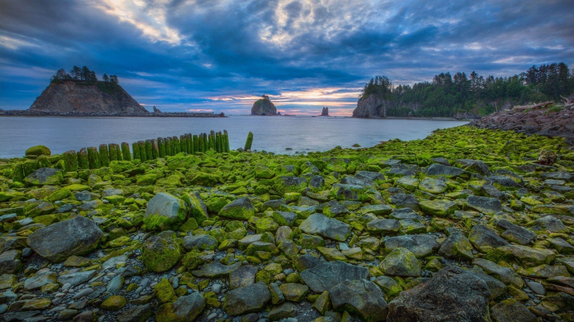 1920x1080 nature, Landscape, Water, Trees, Clouds, USA, Rock, Stones, Moss, Desktop