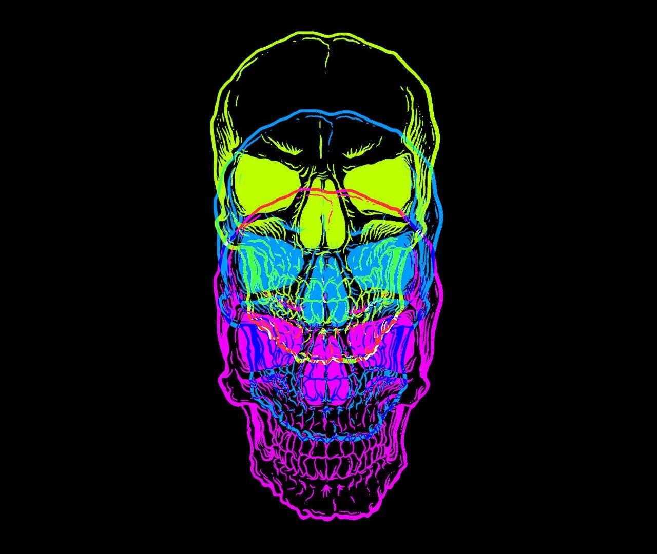 1280x1080 Multi coloured skull wallpaper, Desktop