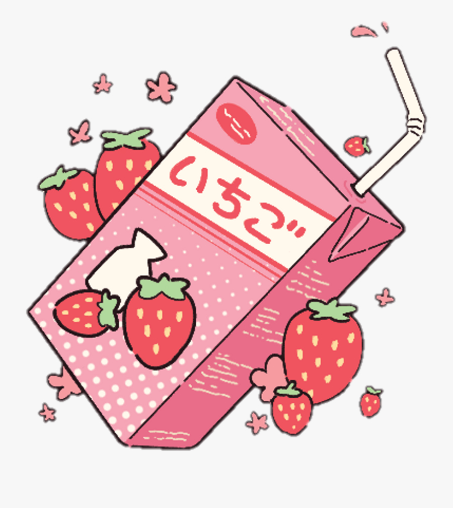 900x1010 Aesthetic Kawaii Pastel Pink Strawberry Milk, Free Transparent Clipart, Phone