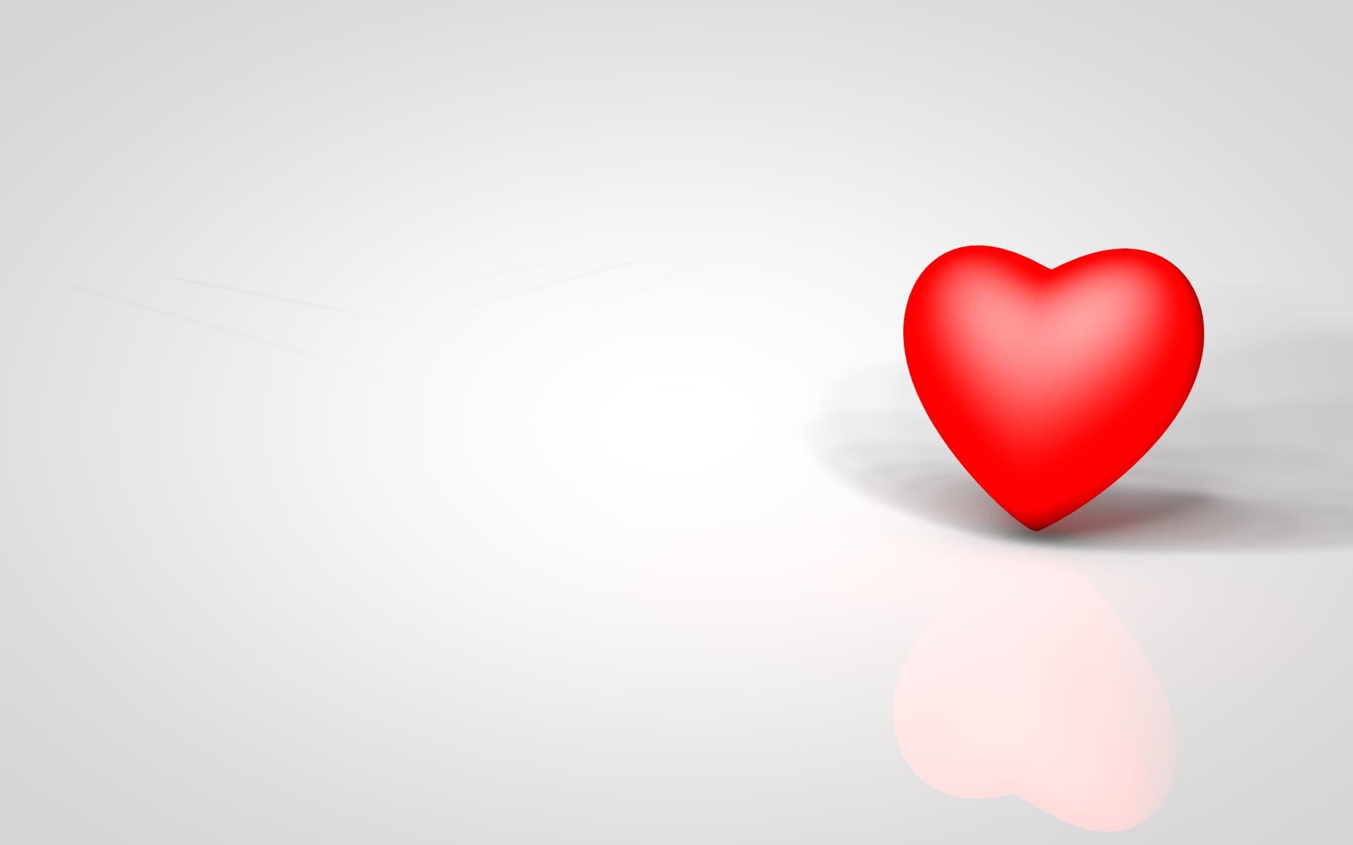 1920x1200 Red heart clip art, heart, minimalism, white background, Desktop