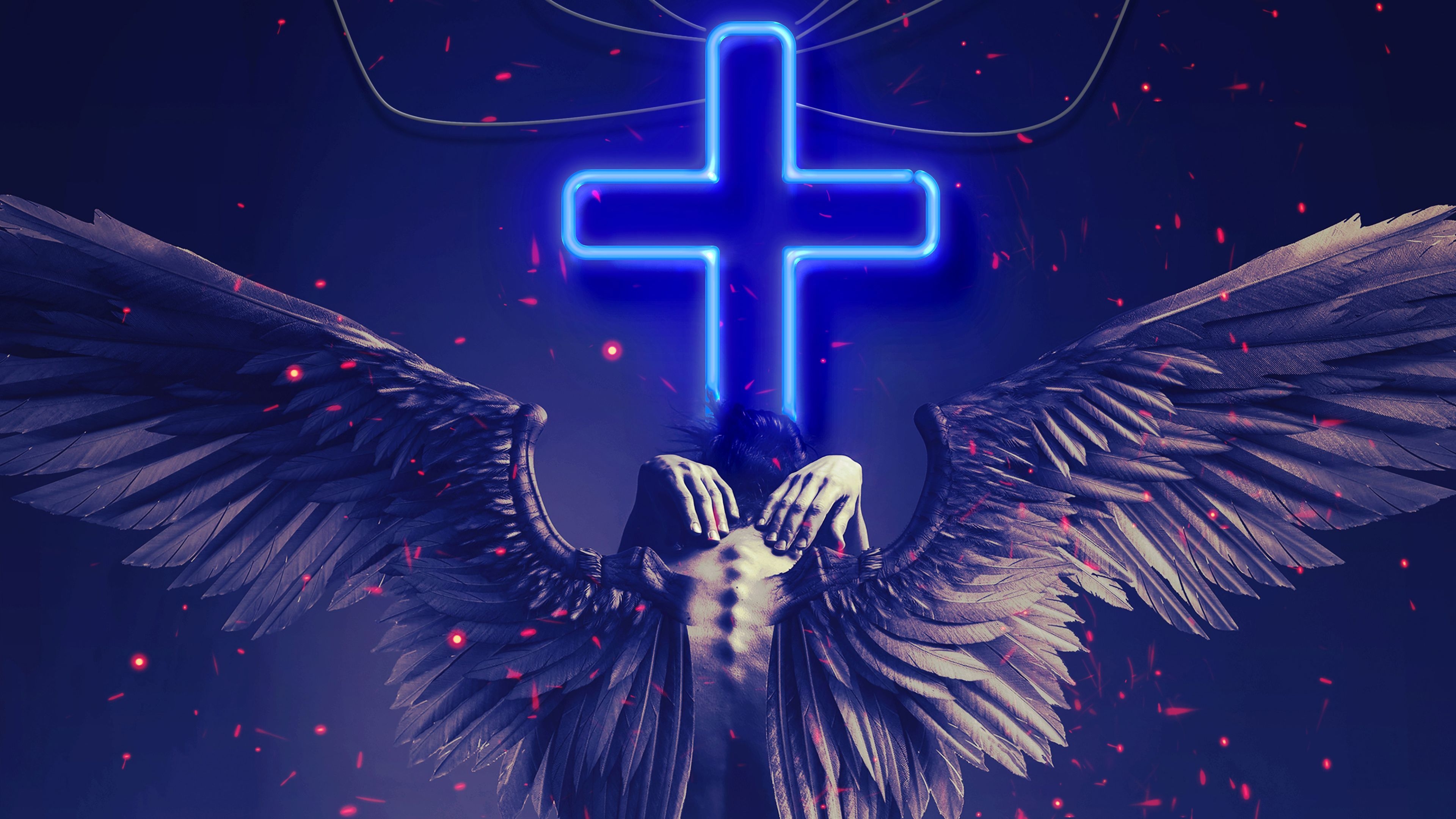 3840x2160 Broken Angel 4k Wings Wallpaper, Neon Wallpaper, Hd Wallpaper, Digital Art Wallpaper, Artwork Wallpaper, Ar. Cross Wallpaper, Wings Wallpaper, Neon Wallpaper, Desktop