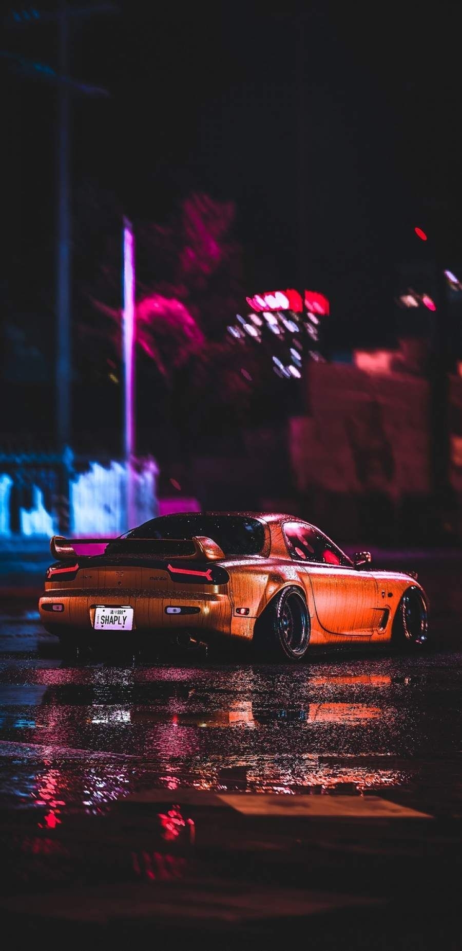 900x1850 Mazda RX7 Night iPhone Wallpaper. Mobil drift, Mobil impian, Mobil klasik, Phone