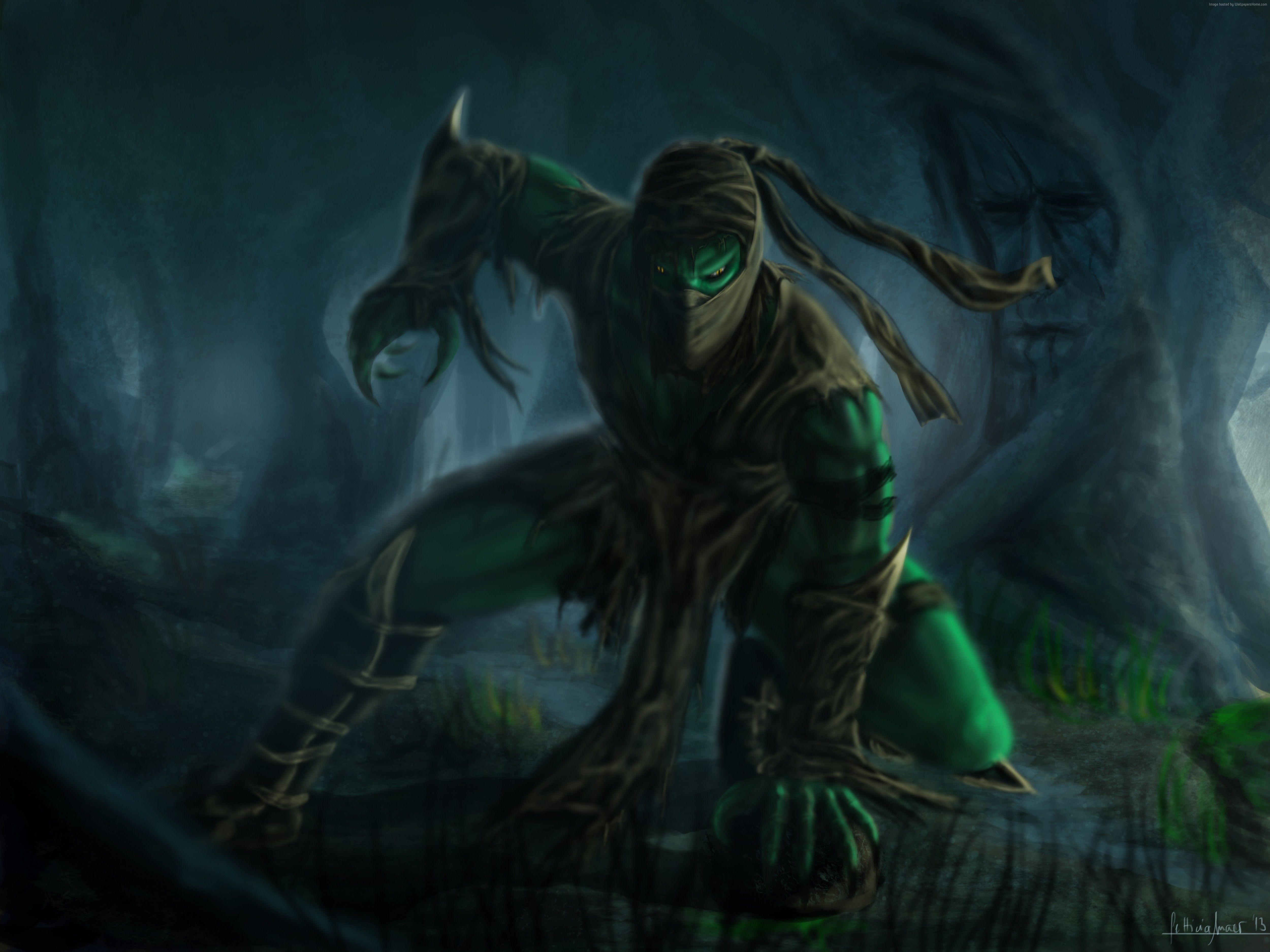 5000x3750 Wallpaper Mortal Kombat, game, fighting, Reptile, fan art, forest, Desktop