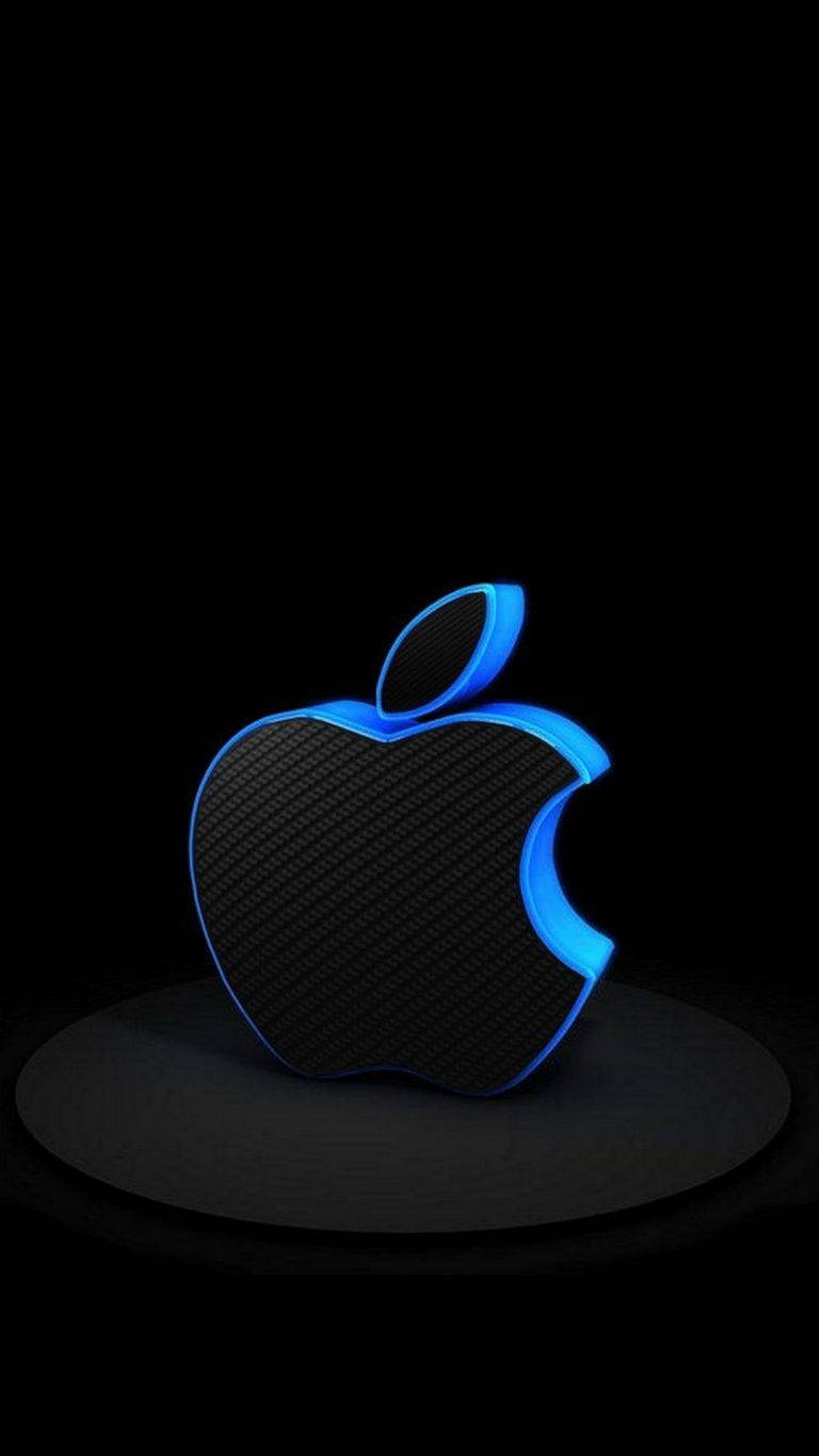 770x1370 Download 3D iPhone Black Carbon Apple Logo Wallpaper, Phone