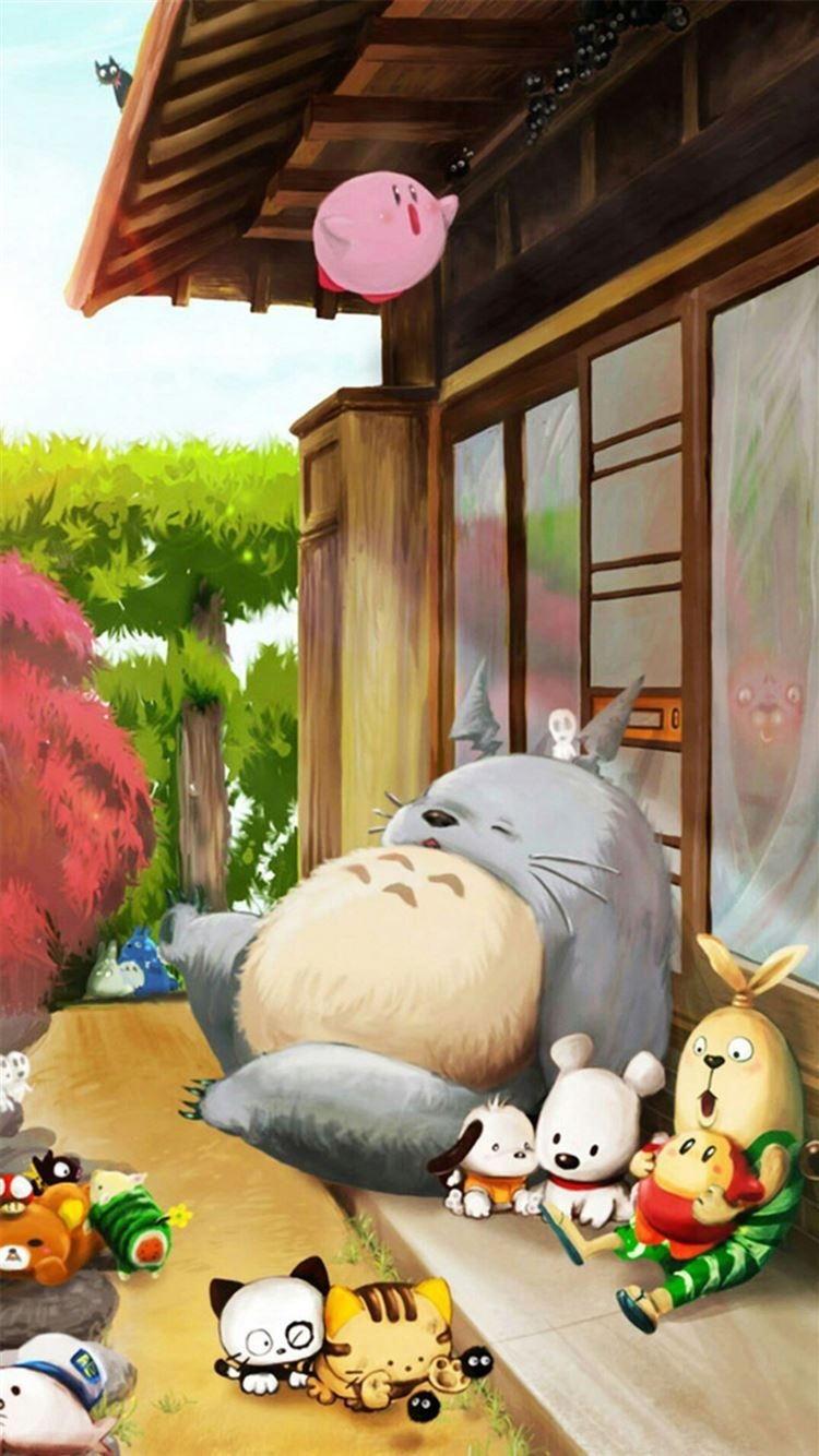 750x1340 Dreamy Cute Lovely Totoro Window Outside iPhone 8 Wallpaper Free Download, Phone