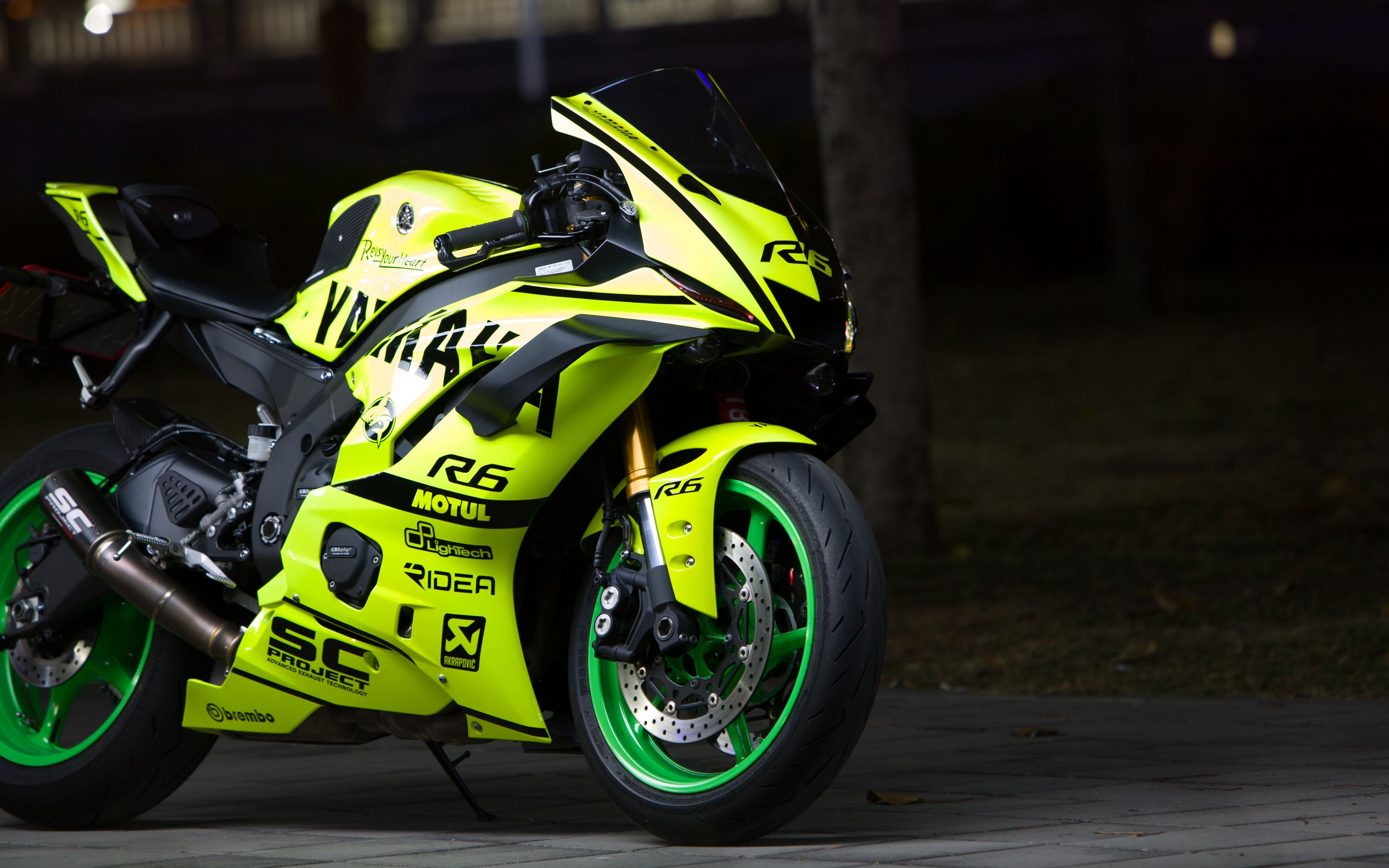 3840x2400 Download wallpaper  yamaha, motorcycle, bike, green, moto 4k ultra HD 16:10 HD background, Desktop