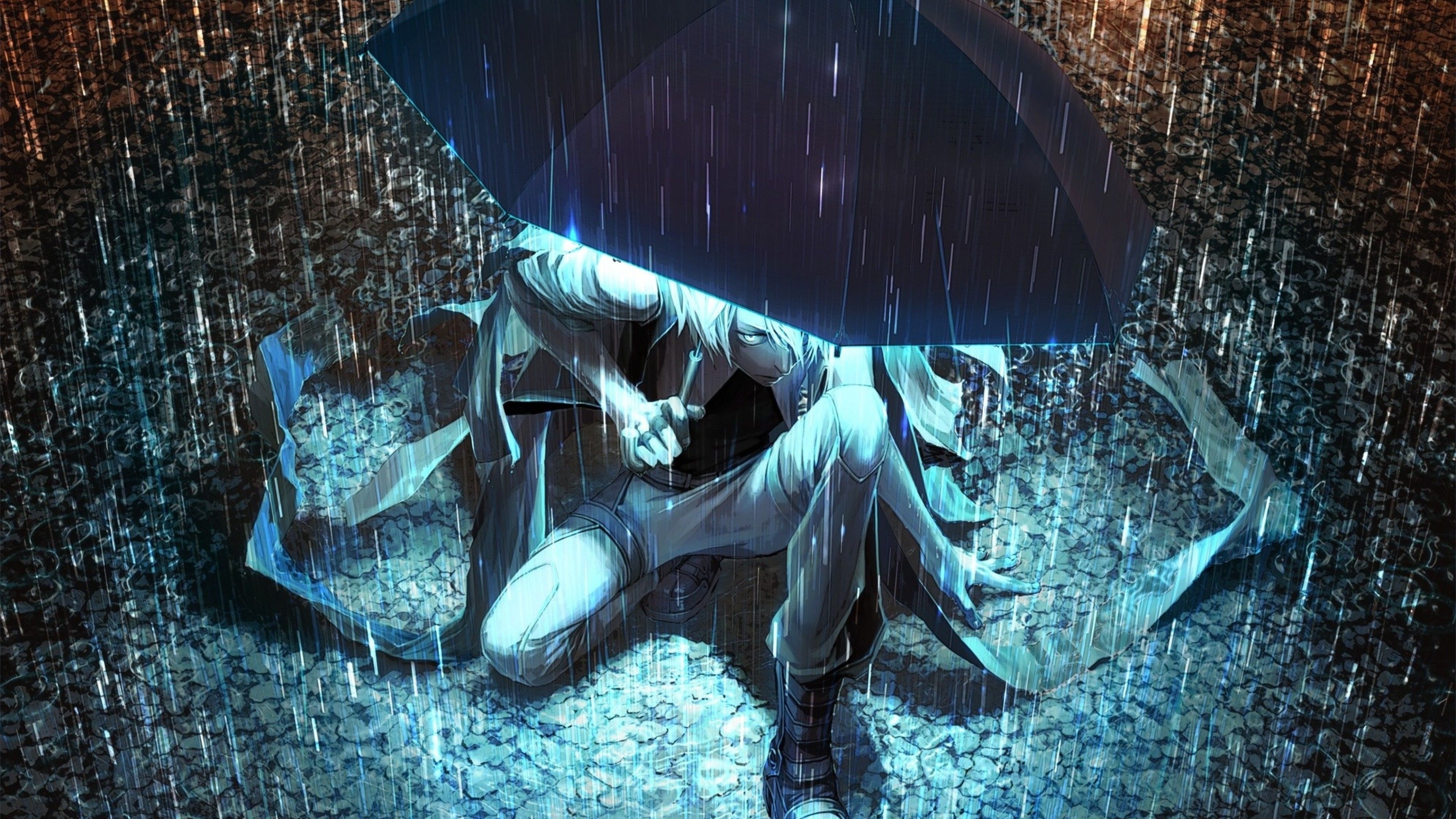 3840x2160 Download  Anime Boy, Rainy, Umbrella, Angry Wallpaper, Desktop