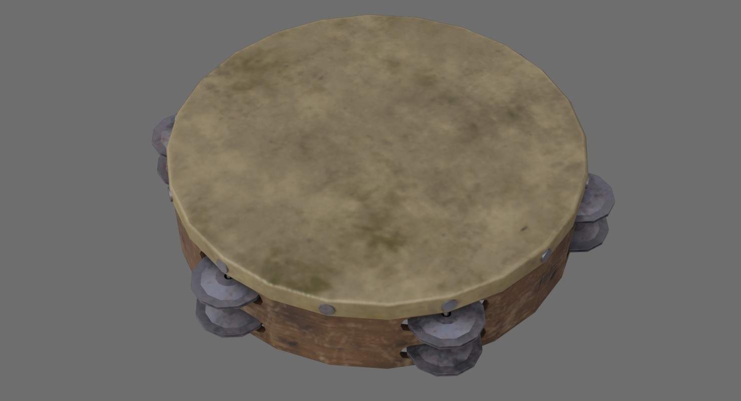 1480x800 Tambourine old 3D Model, Desktop