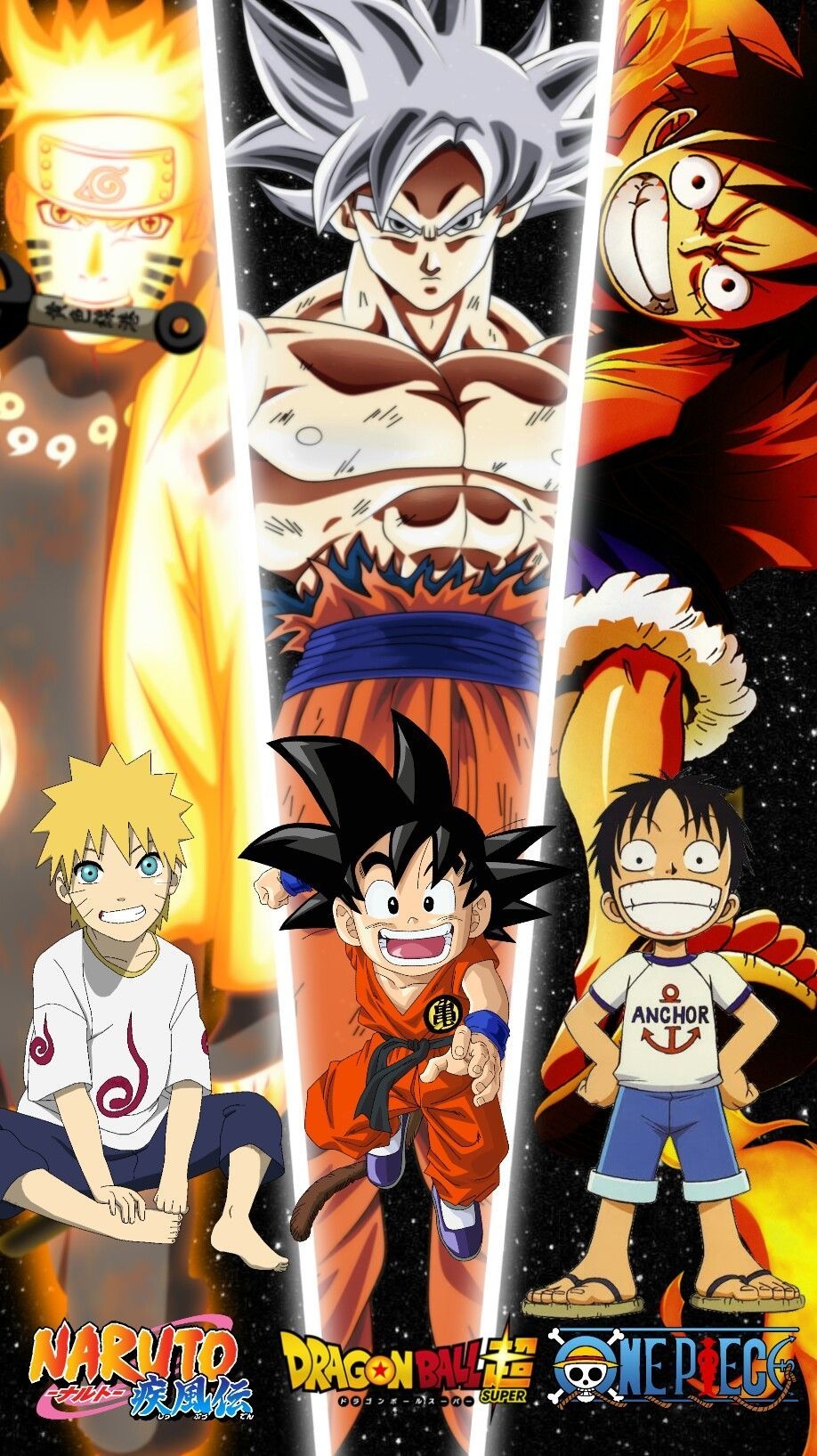 920x1640 naruto, goku & luffy. Anime, All anime characters, Anime dragon ball super, Phone