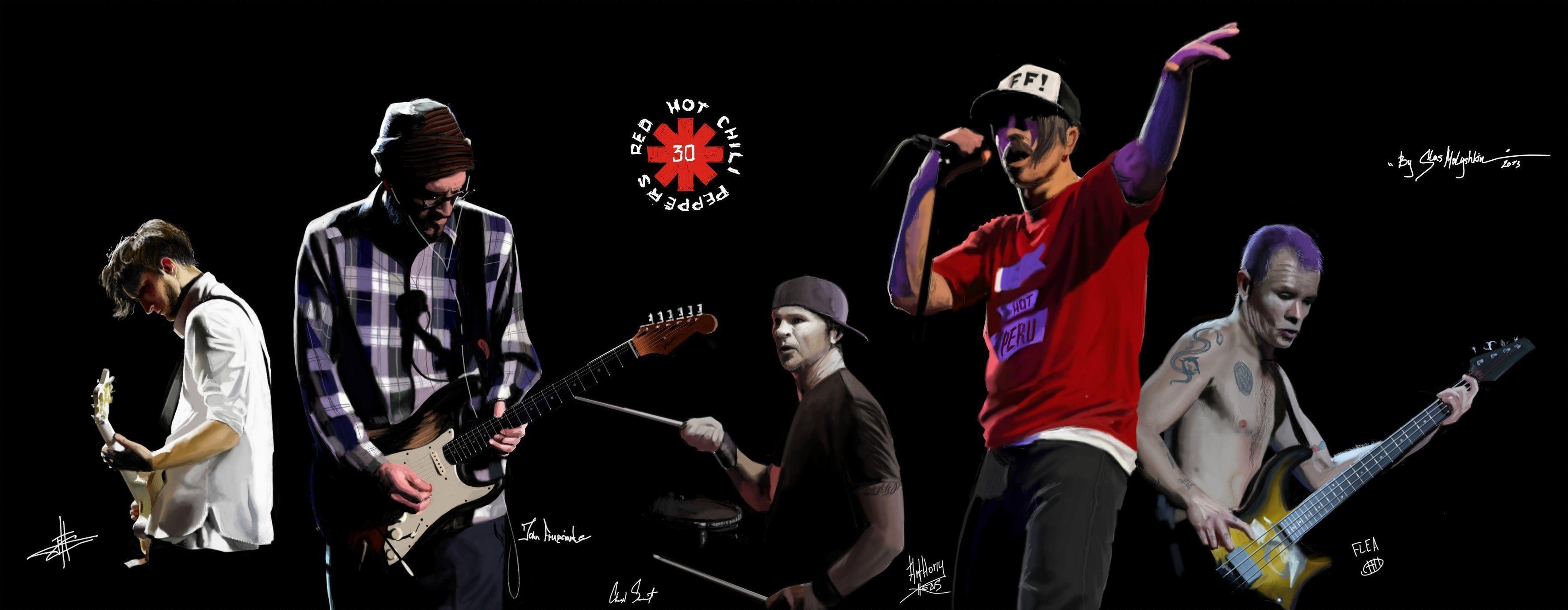 3550x1380 RED HOT CHILI PEPPERS funk rock alternative (7) wallpaper, Dual Screen