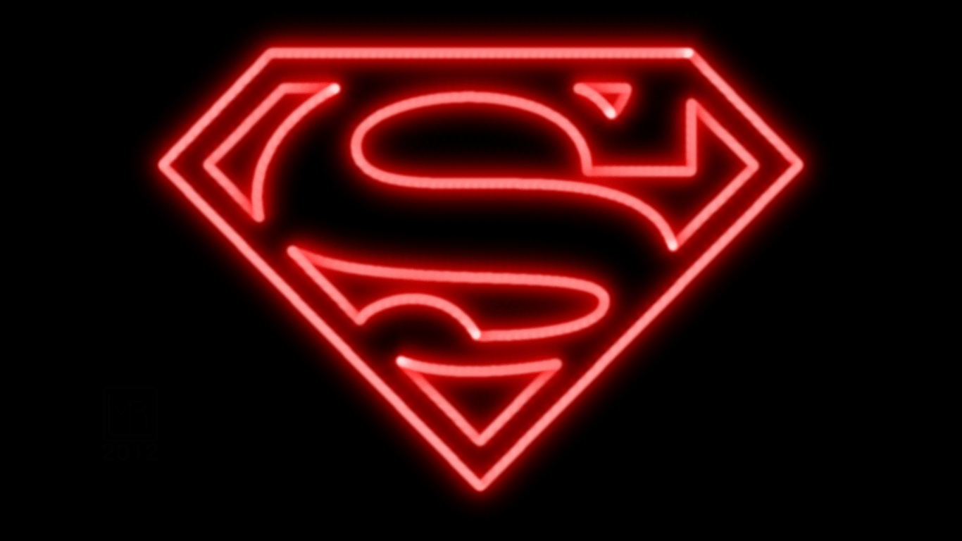 1370x770 Superman Neon Red Symbol WP, Desktop