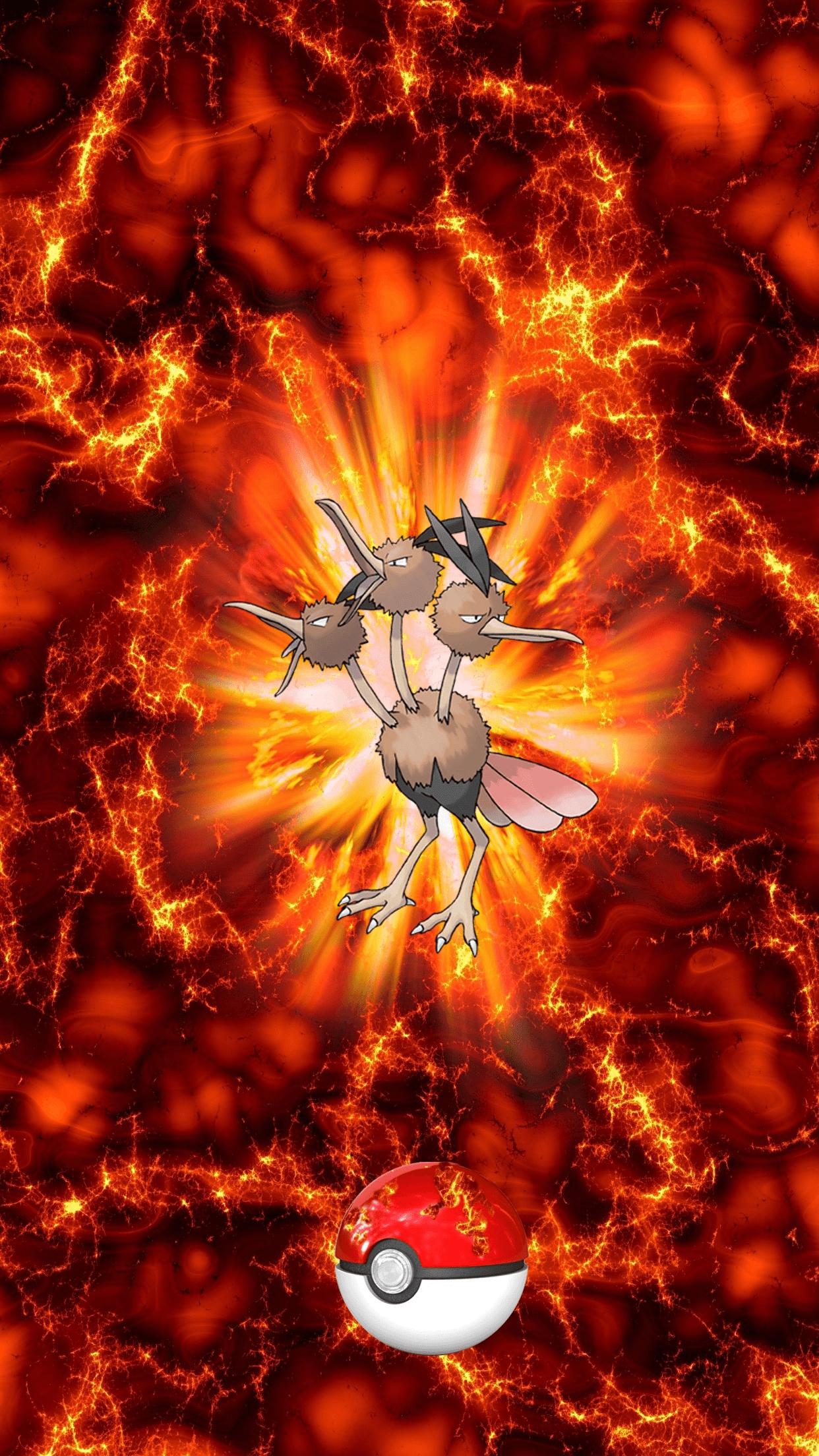 1250x2210 Fire Pokeball Dodrio Dodrio Doduo, Phone