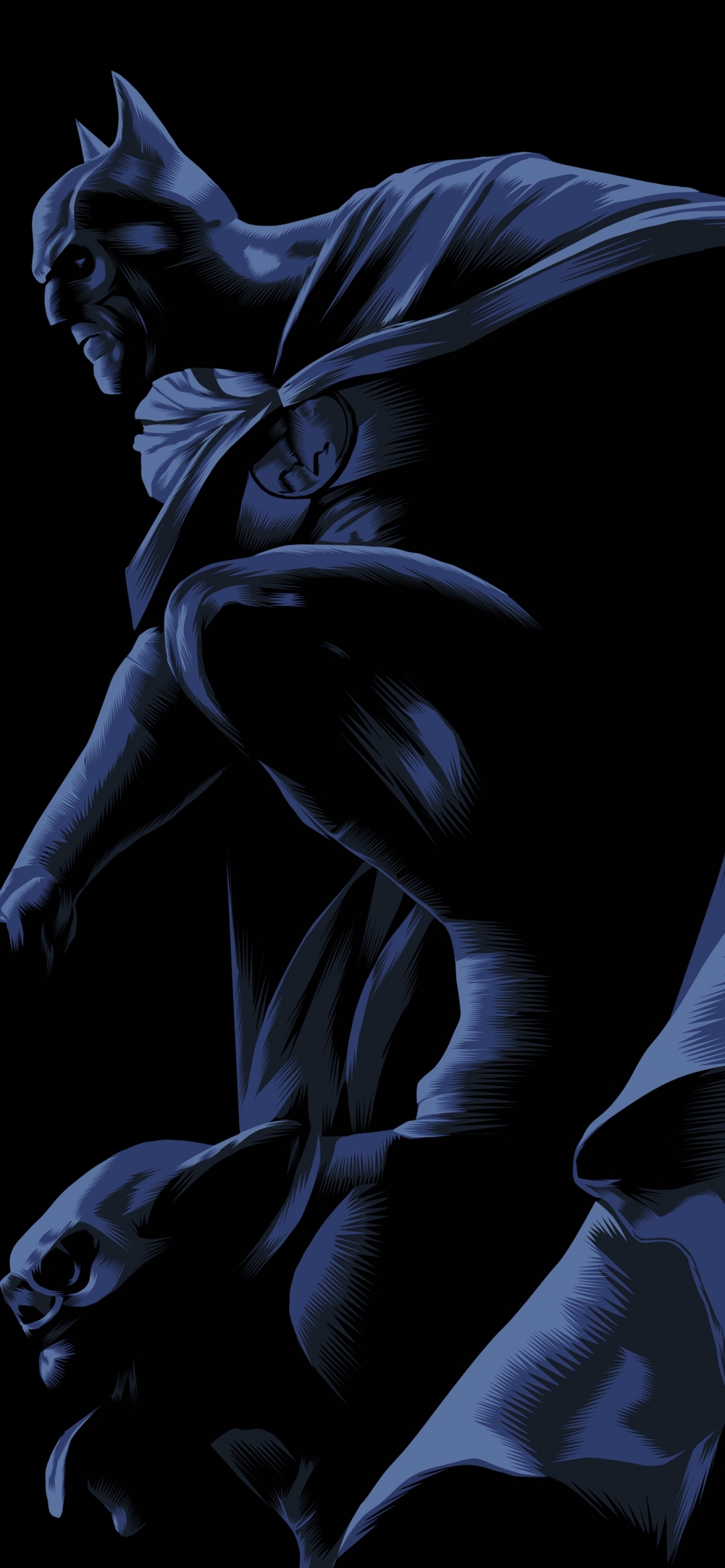 1290x2780 Batman Wallpaper 4K, DC Superheroes, DC Comics, Black background, Graphics CGI, Phone