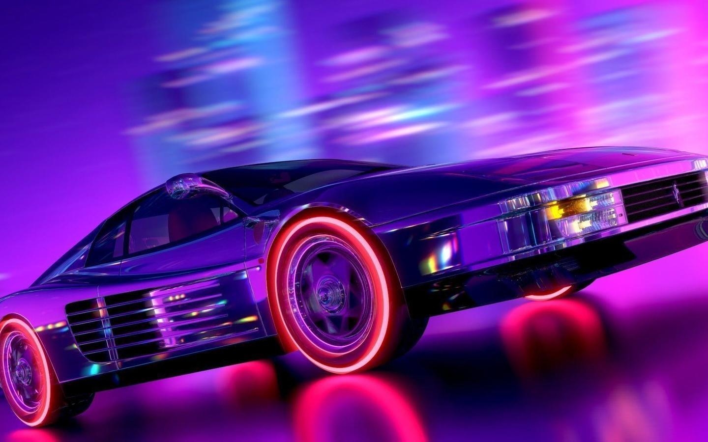 1440x900 Ferrari Testarossa Retrowave Style HD Wallpaper. Wallpaper, Desktop