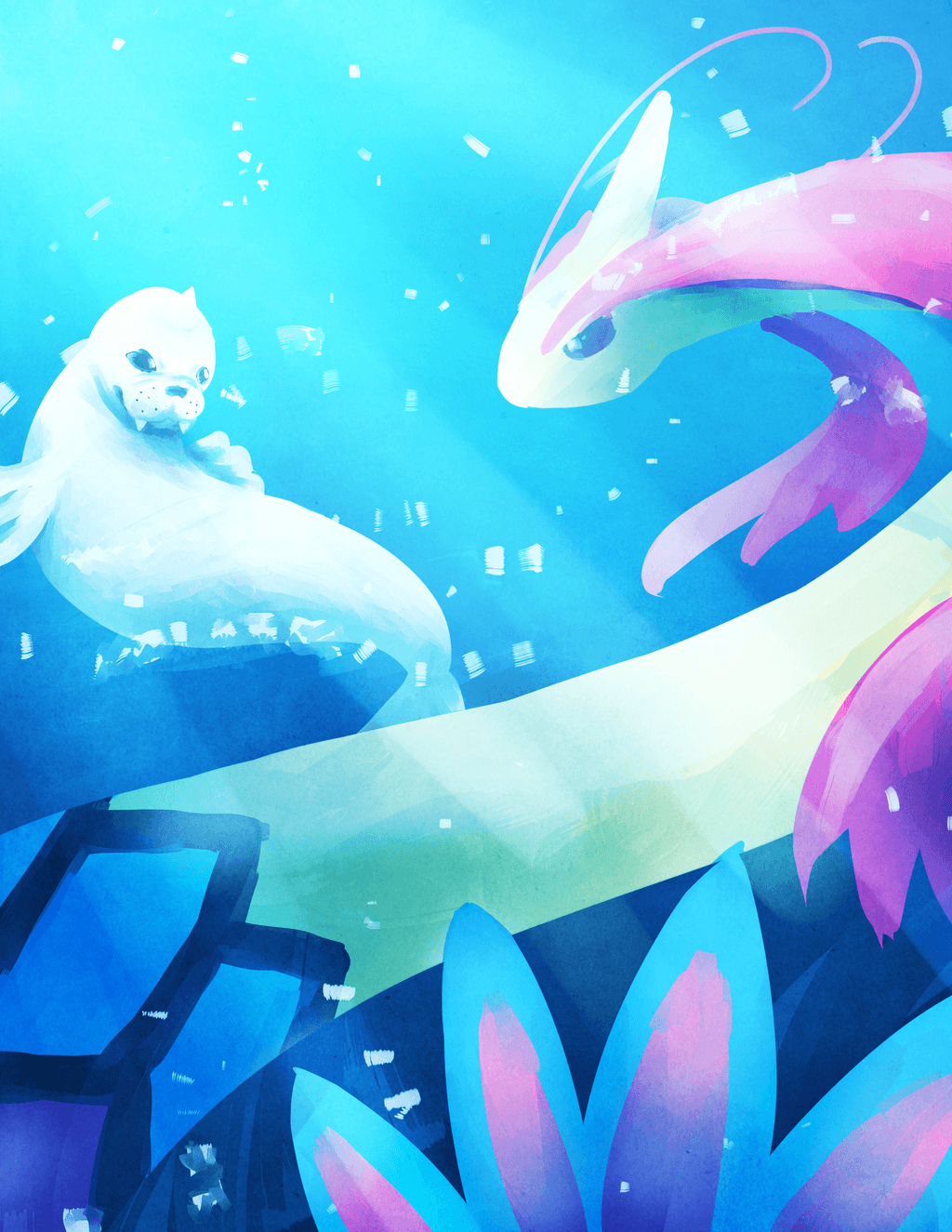 1030x1330 Milotic and Dewgong, Phone