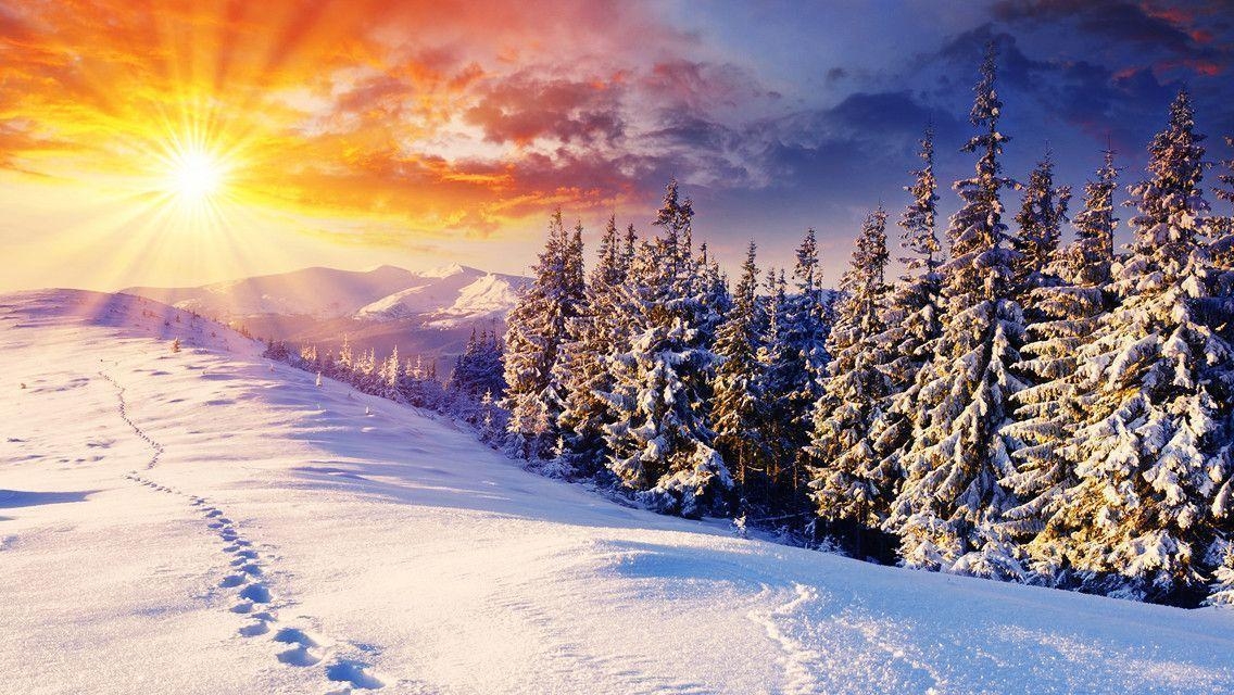 1140x640 Free Download Winter Sunset HD Wallpaper for iPhone 5. Free HD, Desktop