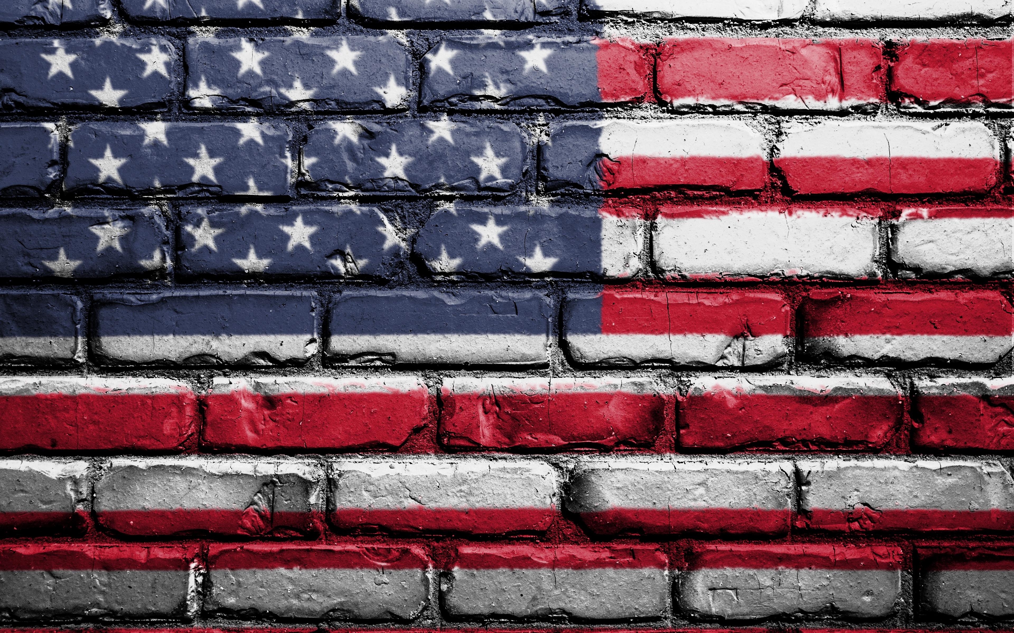 3840x2400 Download wallpaper  flag, america, usa, symbolism, wall, Desktop