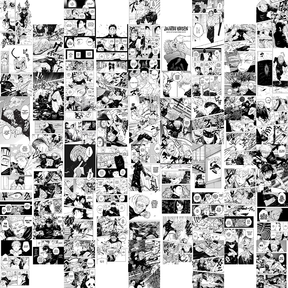 1000x1000 50pcs Anime Picture Wall Collage Kits Photo Collection Black And White Anime Spells Back To War Collocation Home Decoration, Phone