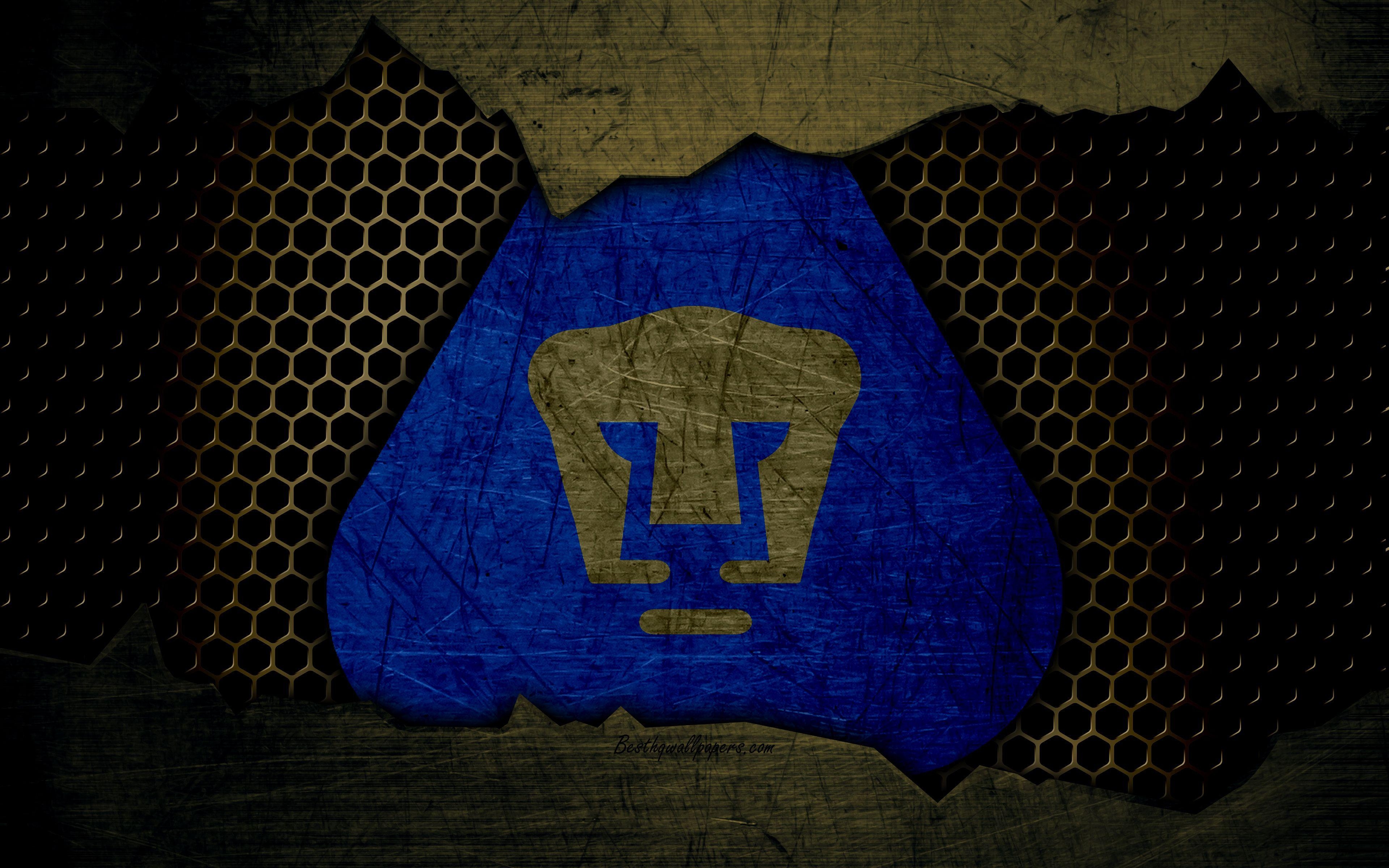 3840x2400 Download wallpaper Pumas UNAM, 4k, logo, Liga MX, soccer, Primera, Desktop