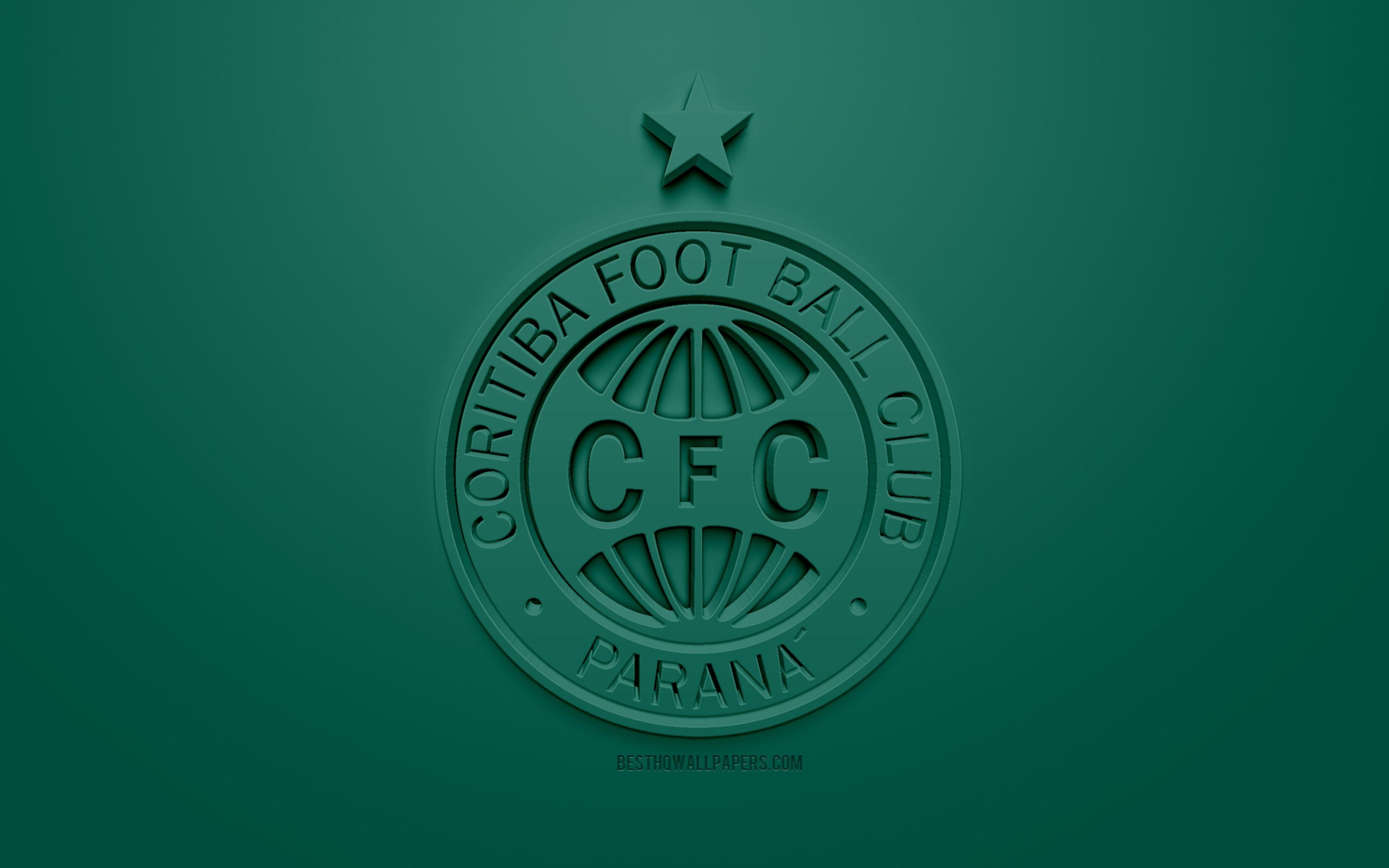 2560x1600 Download wallpaper Coritiba FC, creative 3D logo, green background, 3D emblem, Brazilian football club, Serie B, Coritiba, Brazil, 3D art, football, stylish 3D logo for desktop with resolution. High Quality HD, Desktop