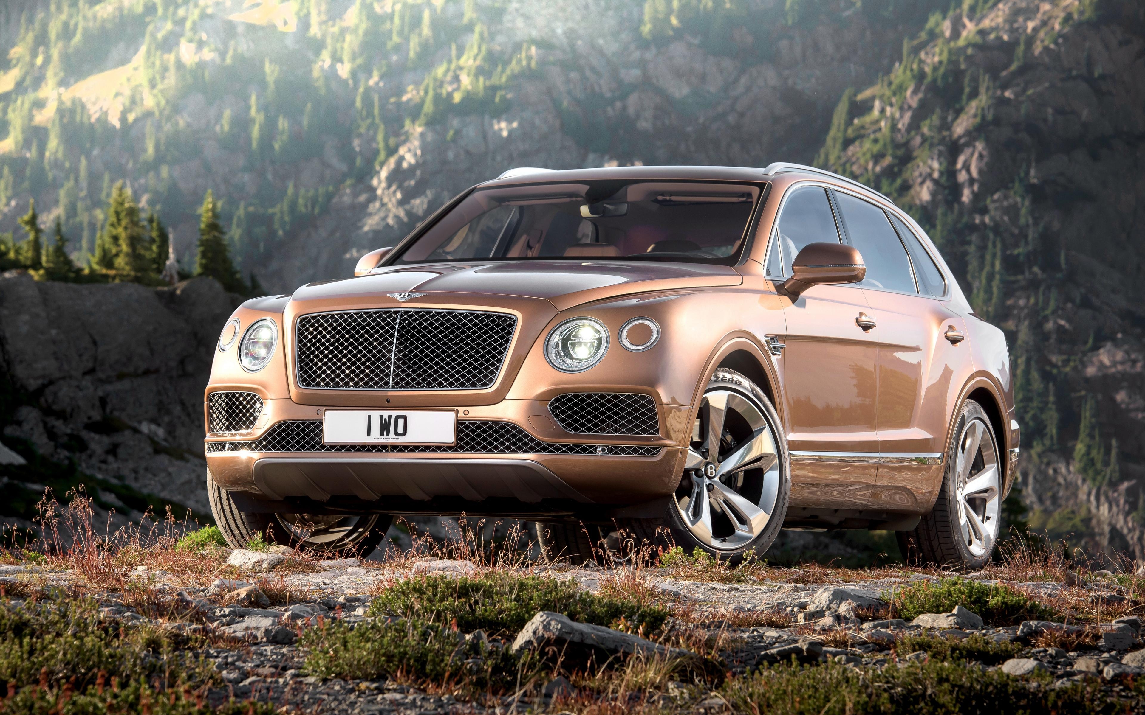 3840x2400 Download wallpaper  bentley, bentayga, brown, side view 4k, Desktop