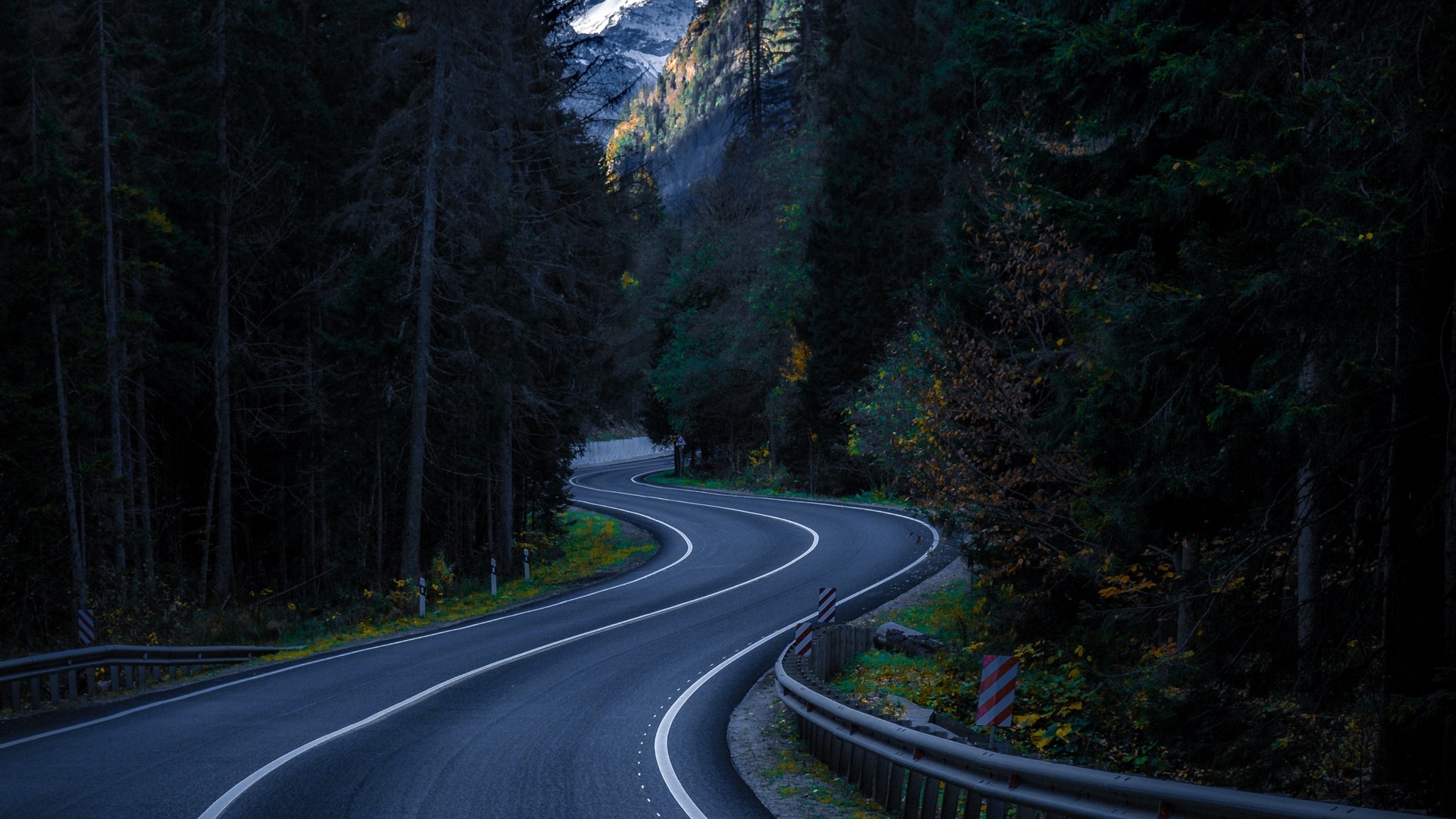 1920x1080 Wallpaper Road, Winding, Mountain, Peak, Trees, Nature, Desktop