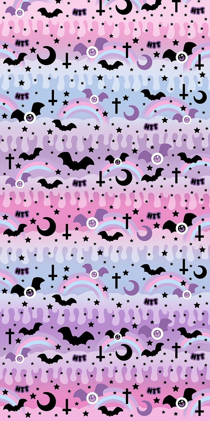 720x1440 BATS AND RAINBOWS. Goth wallpaper, Halloween wallpaper, Kawaii wallpaper, Phone