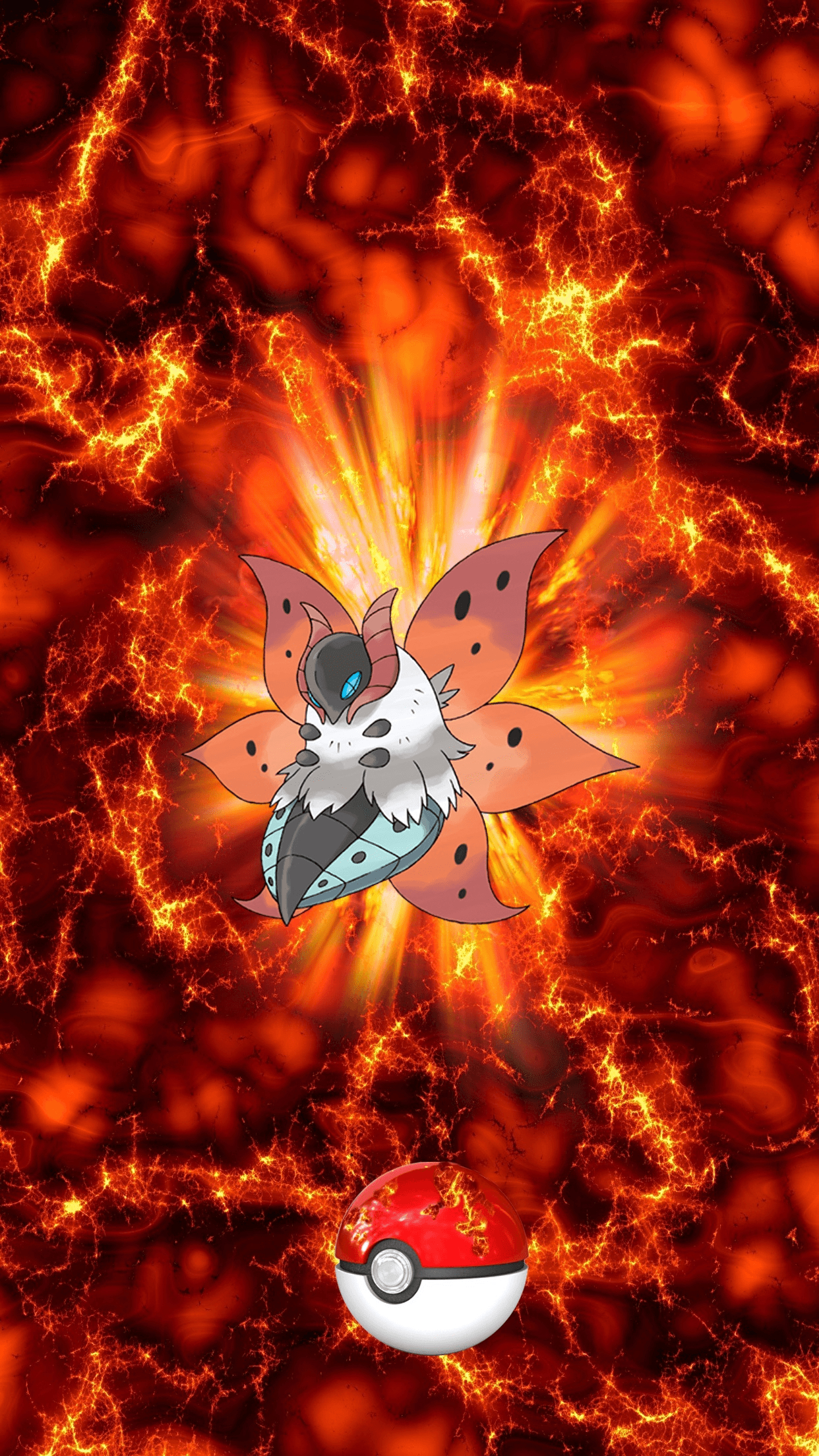 1250x2210 Fire Pokeball Volcarona Ulgamoth 17 Larvesta, Phone