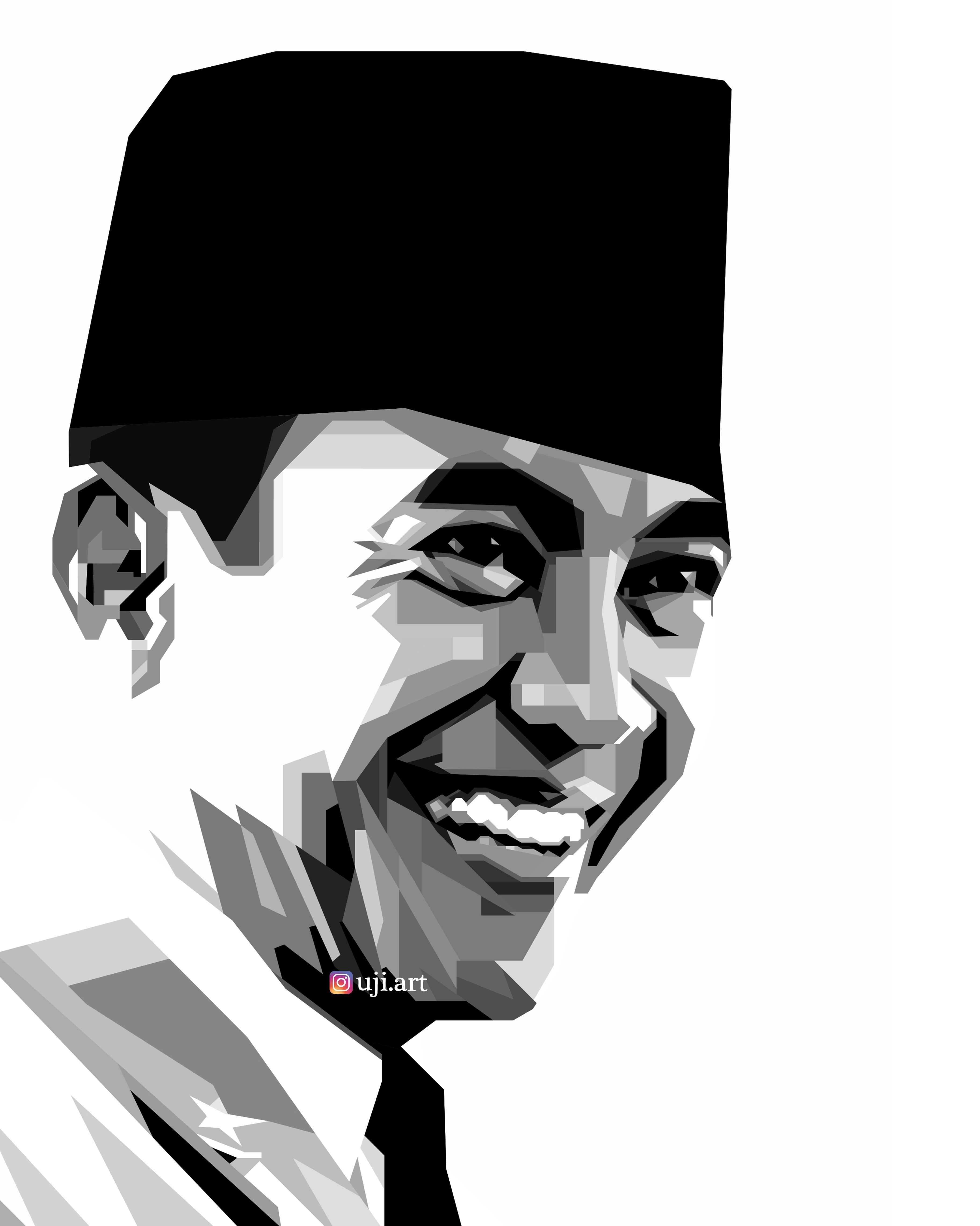 3650x4570 WPAP Grayscale Ir. Soekarno first president of Republic Indonesia, Phone