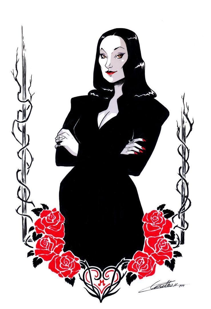 740x1090 Morticia Addams by Lorena Carvalho [©2014]. Morticia addams, Art, Family tattoos, Phone