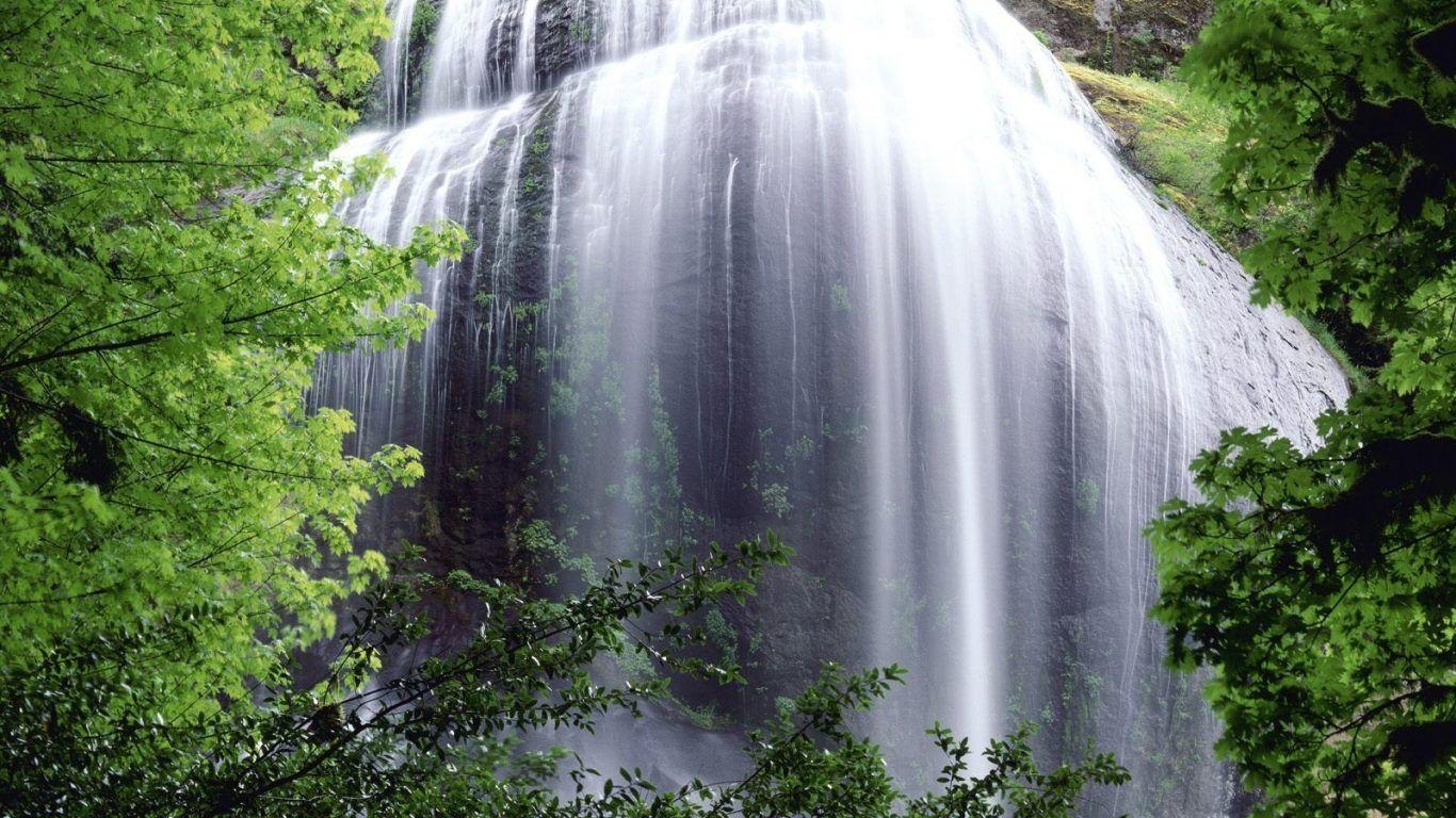 1370x770 Beautiful Waterfall Greenery Serene Dominica Wallpaper HD 1080p, Desktop