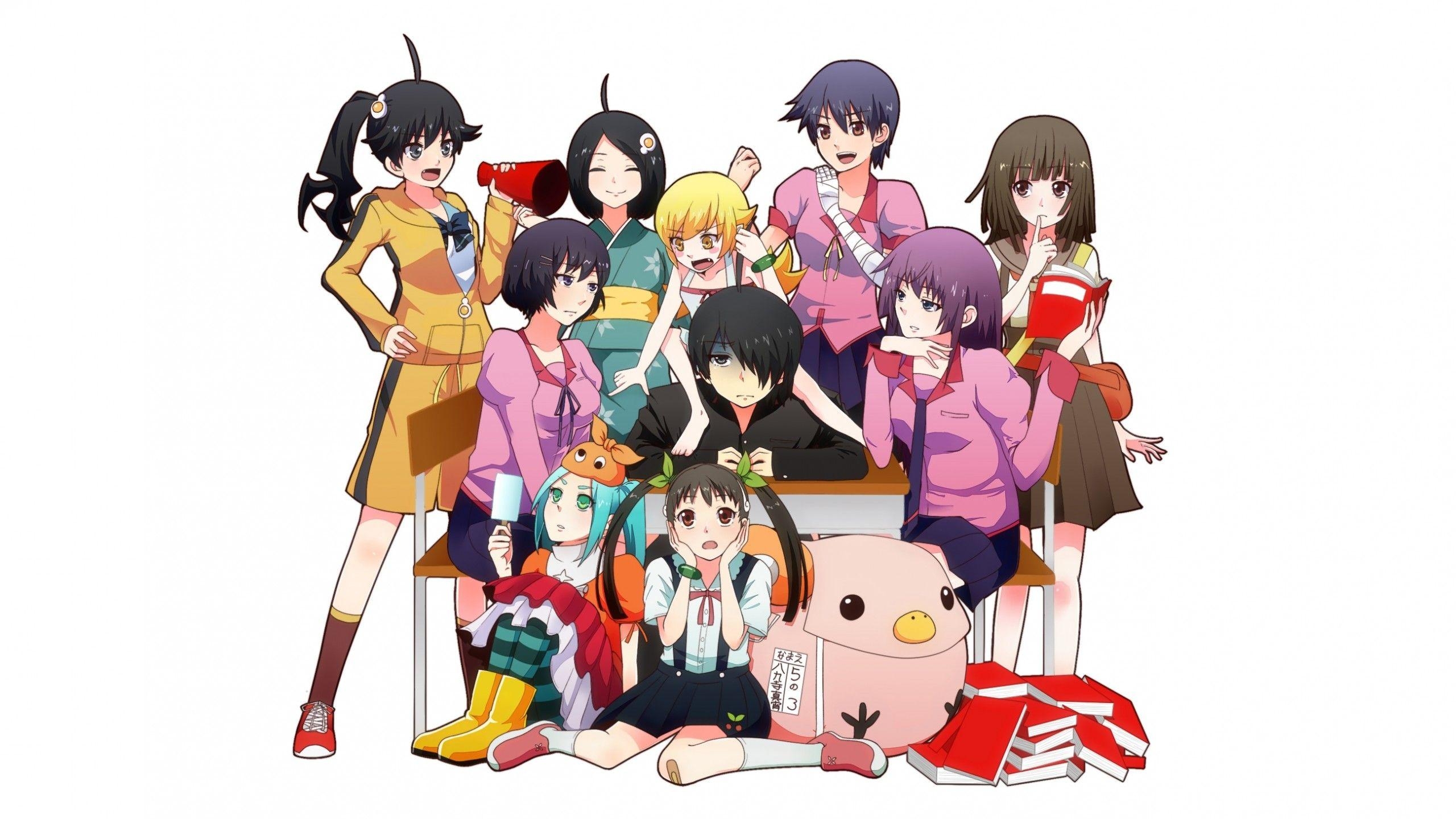 2560x1440 Download  Bakemonogatari, Mayoi Hachikuji, Araragi Koyomi, Desktop