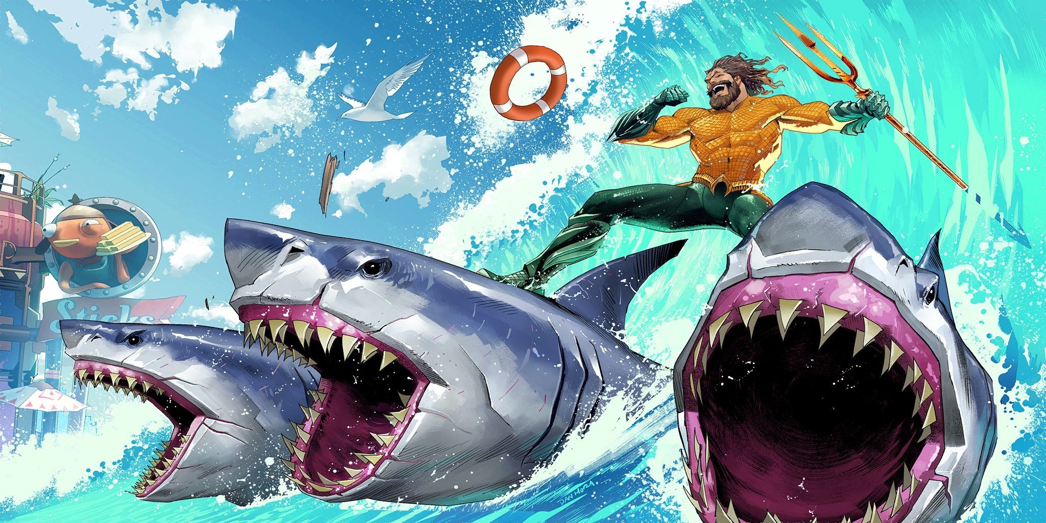 2050x1030 Aquaman Fortnite wallpaper, Desktop