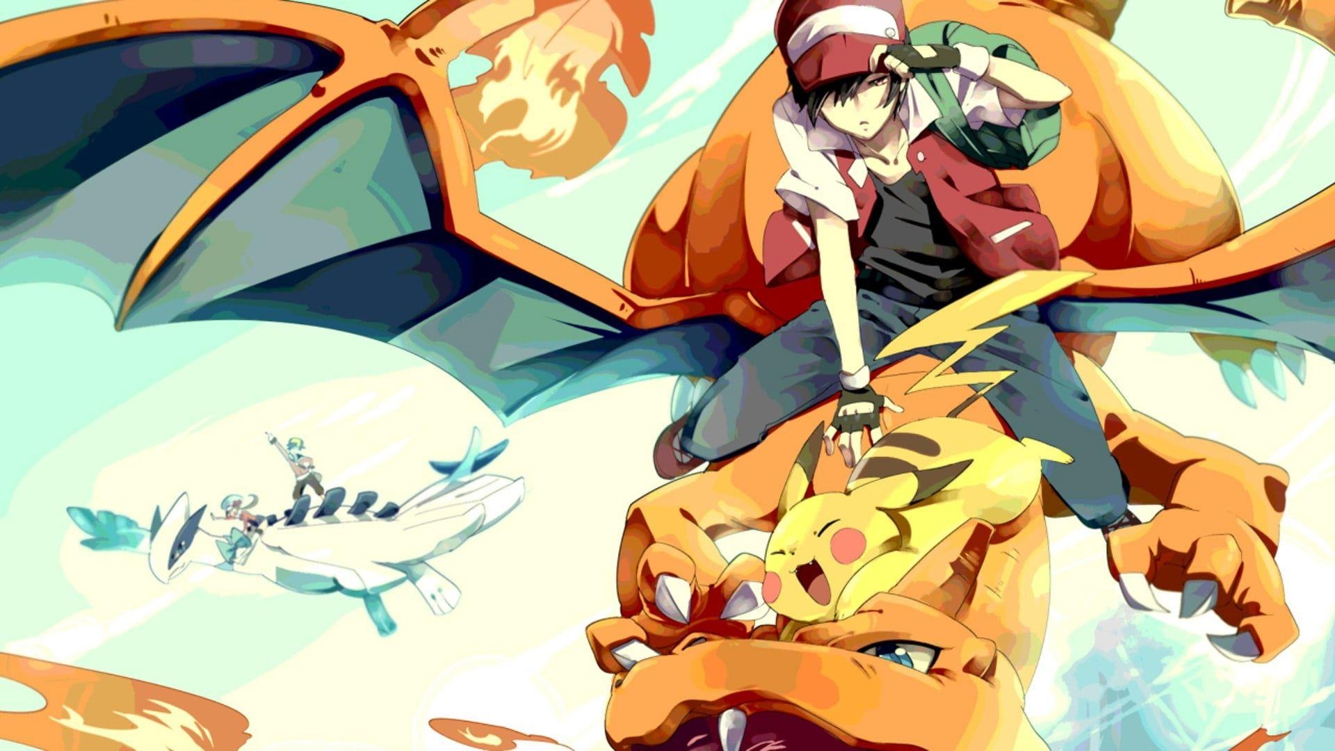 1920x1080 Pokemon Ash, Pikachu, and Charizard poster HD wallpaper, Desktop