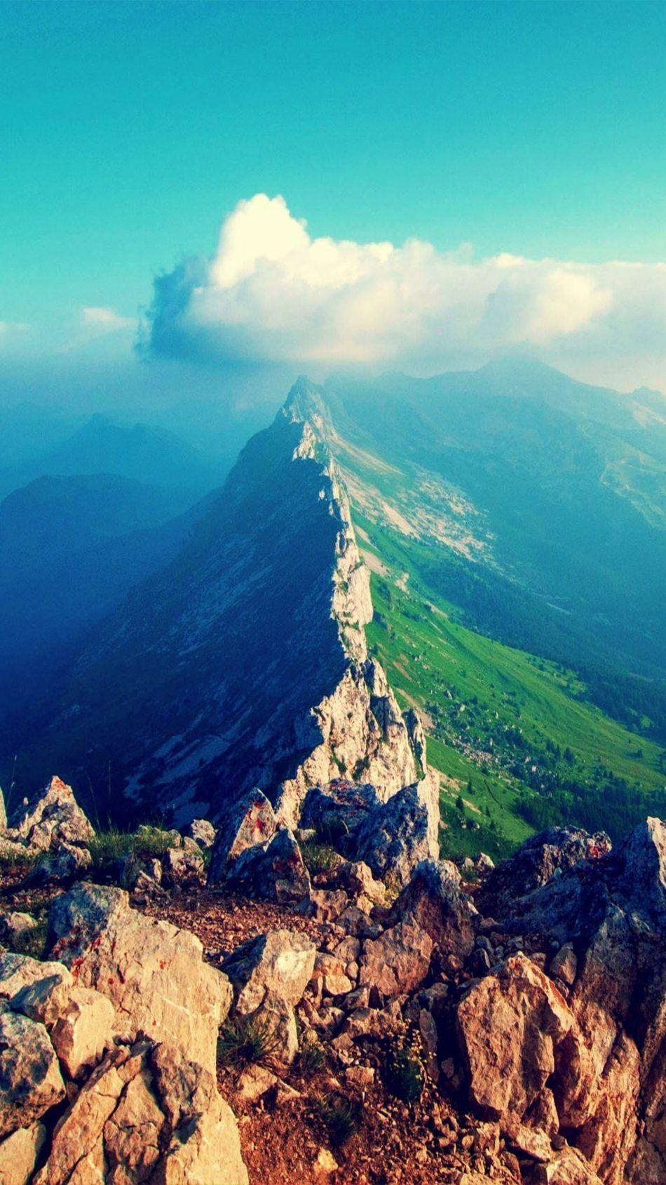 950x1690 Aerial View Mountain Peak Cloud. Nature iphone wallpaper, Scenery, Phone