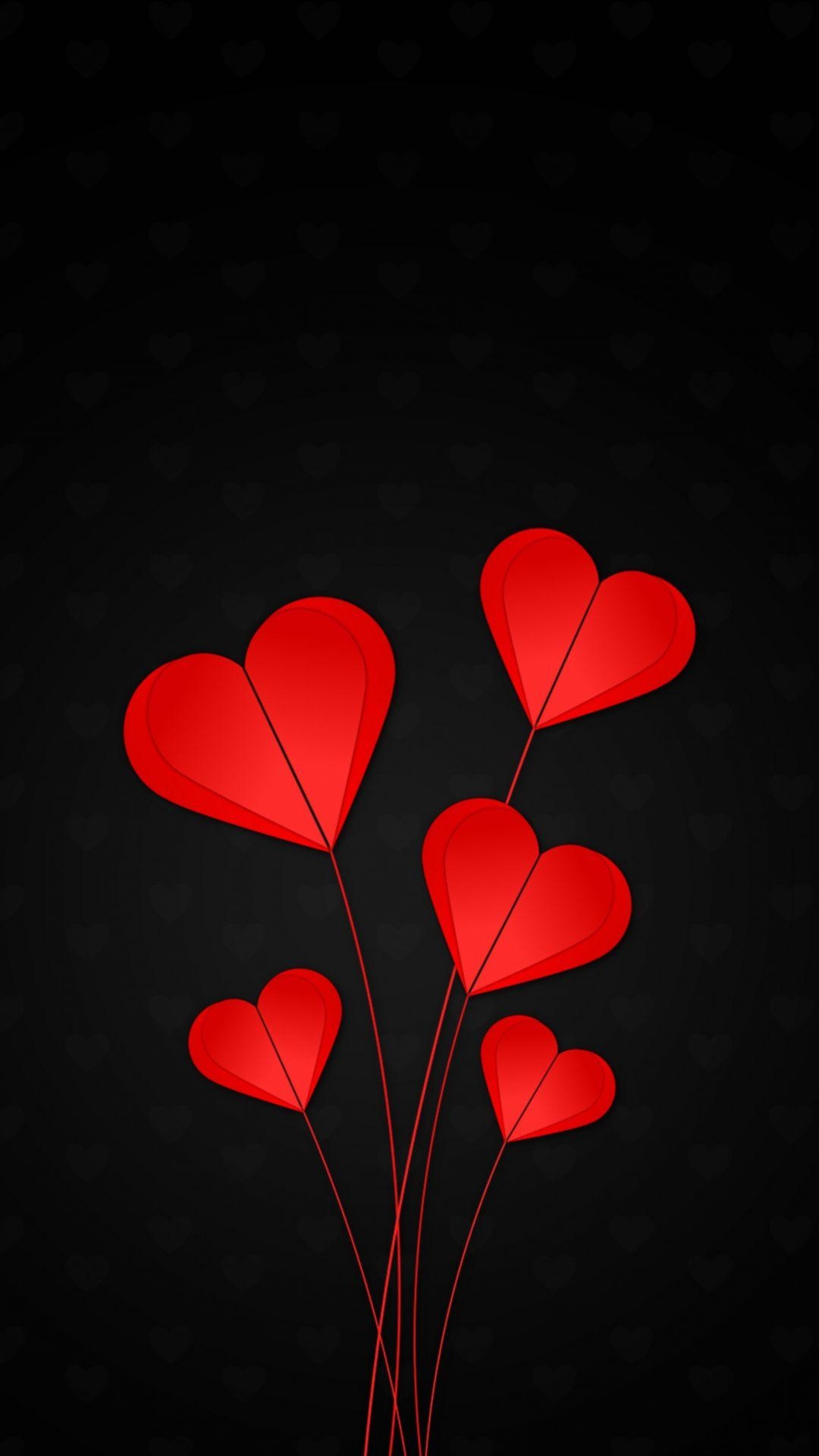 1080x1920 iPhone Wallpaper. Red, Heart, Petal, Love, Leaf, Phone