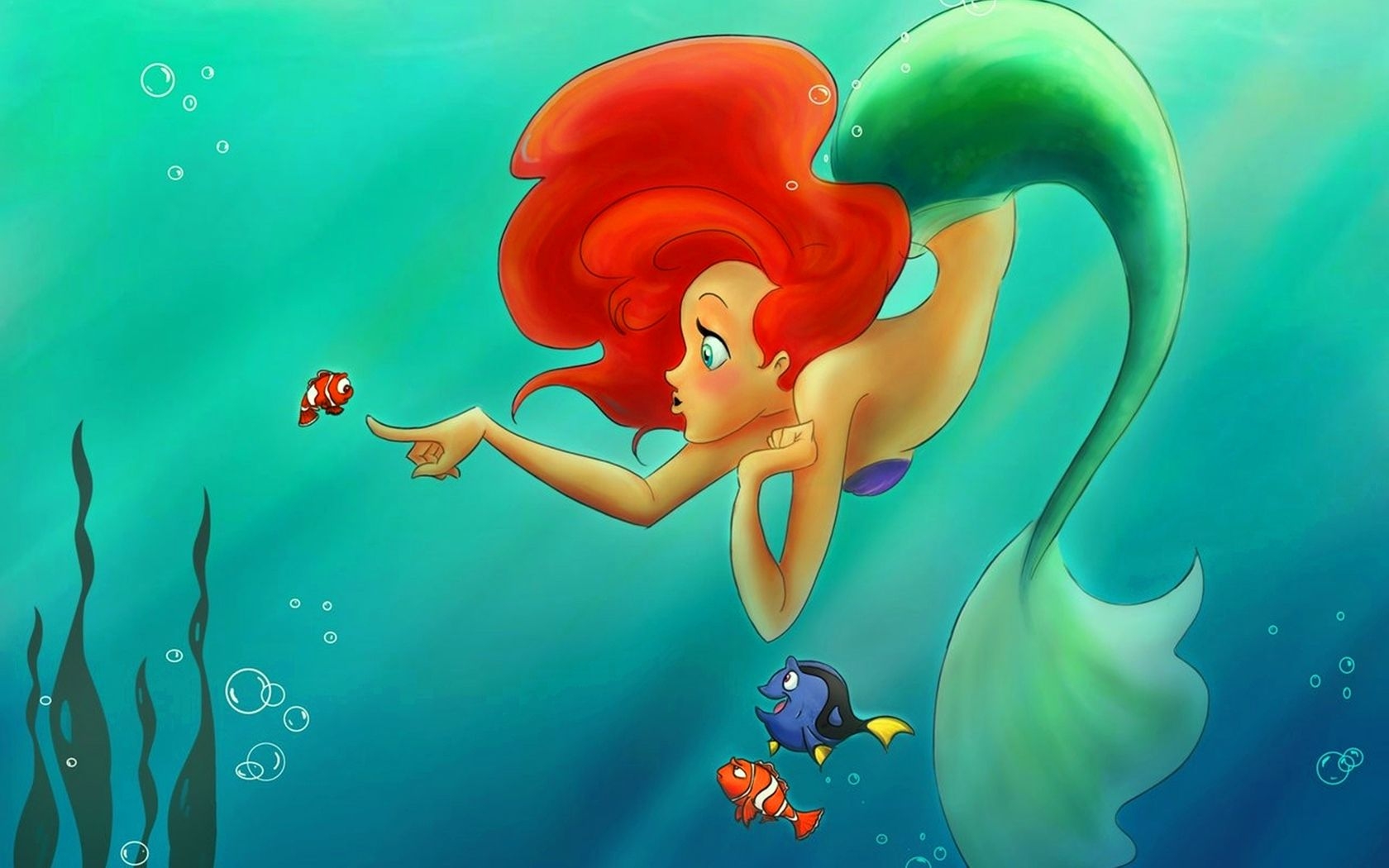 1680x1050 finding nemo and the little mermaid, Desktop