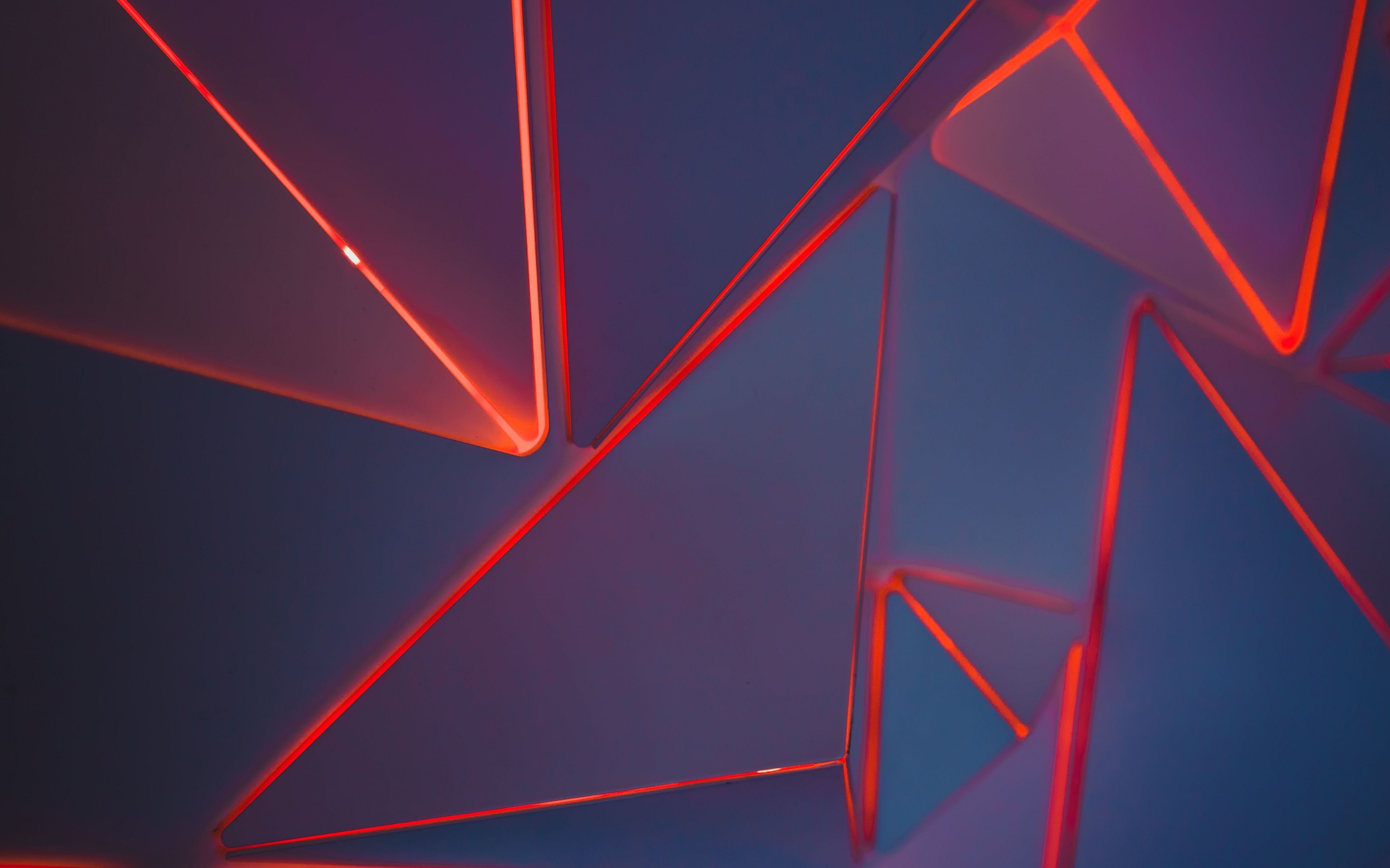 3840x2400 Red, Neon, Triangles, Geometric, Pattern, Wallpaper, Desktop