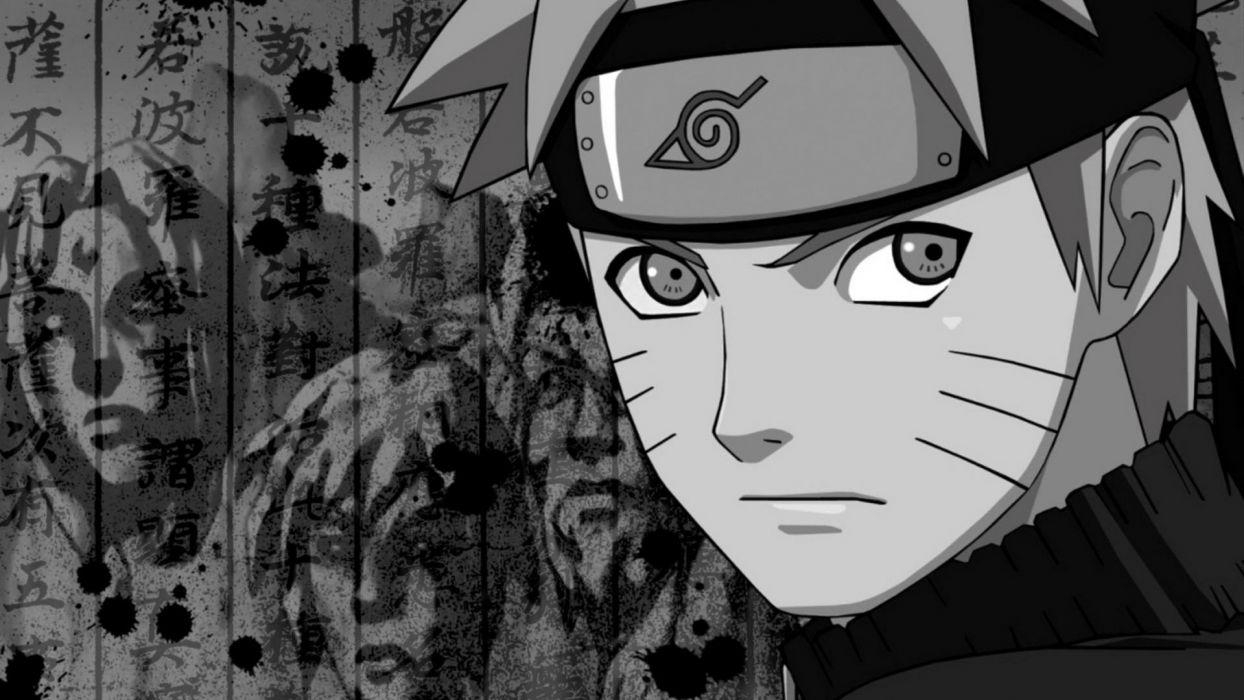 1250x700 Anime series character Naruto Face Black And White wallpaper, Desktop