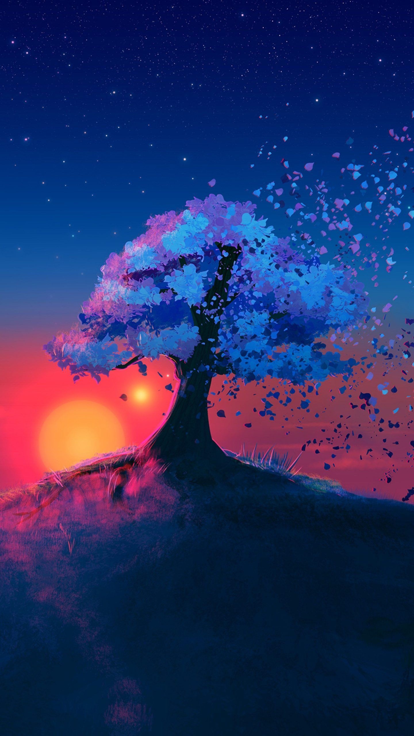 1440x2560 Alone Tree #MobileWallpaper #Art #MobileWallpaper #Tree#art #mobilewallpaper #tree. Sunset landscape art, Sunset landscape, Landscape art, Phone