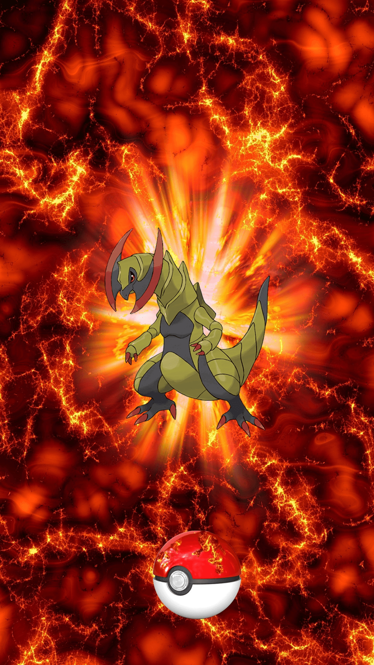 1250x2210 Fire Pokeball Haxorus 128 Ononokus 129 Fraxure, Phone