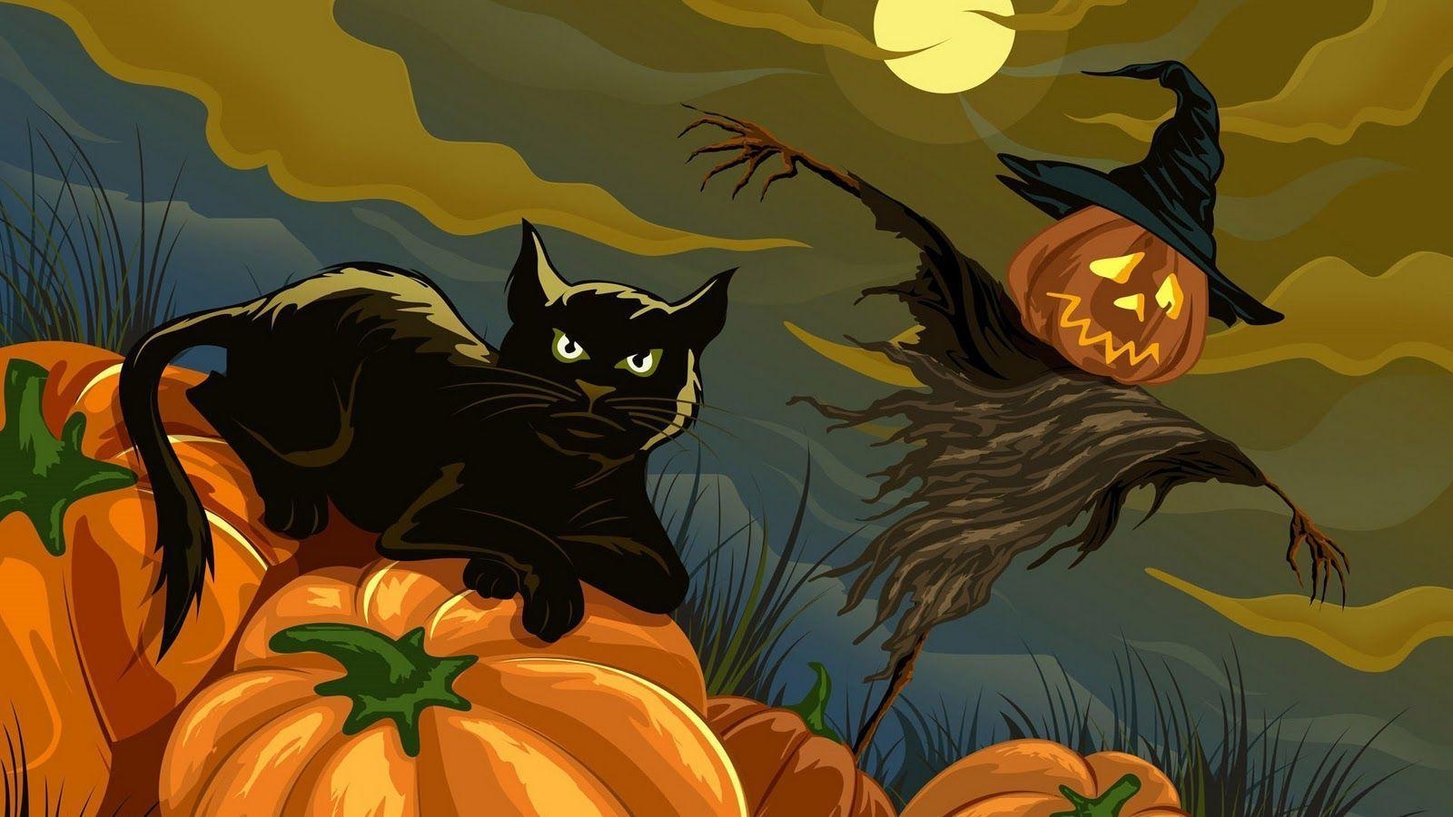 1600x900 halloween black cat wallpaper. My Quotes Life, Desktop