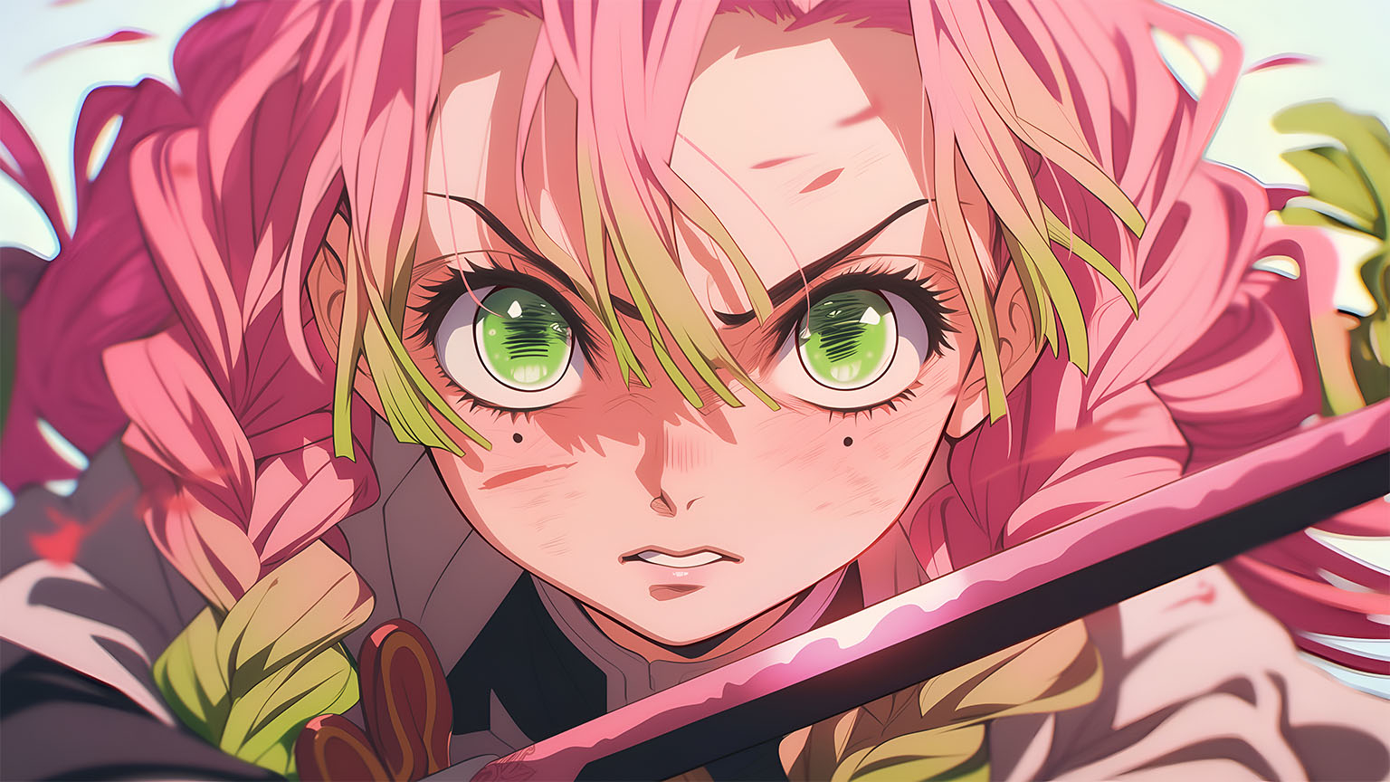 1540x870 Mitsuri Kanroji Demon Slayer Green Eyes, Desktop