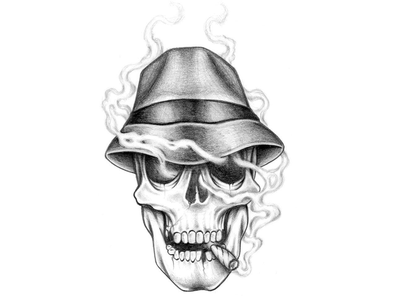 1280x960 Free designs skull with cigarette tattoo wallpaper, Desktop